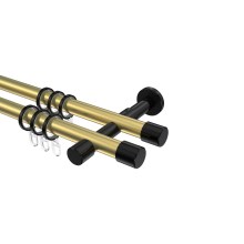 Gardinenstange Messing-Optik / Schwarz, doppelläufig Metall 20 mm Ø Prestige Santo Gardinenstange Messing-Optik / Schwarz, doppelläufig Metall 20 mm Ø Prestige Santo