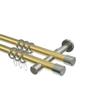 Gardinenstange Messing-Optik / Edelstahl-Optik 20 mm Ø Prestige Santo, doppelläufig Gardinenstange Messing-Optik / Edelstahl-Optik 20 mm Ø Prestige Santo, doppelläufig