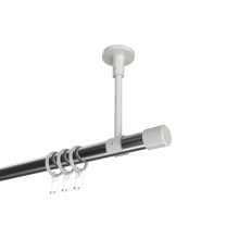 Gardinenstange (Deckenbefestigung) Chrom / Weiß, Metall 20 mm Ø Sonette Santo Gardinenstange (Deckenbefestigung) Chrom / Weiß, Metall 20 mm Ø Sonette Santo