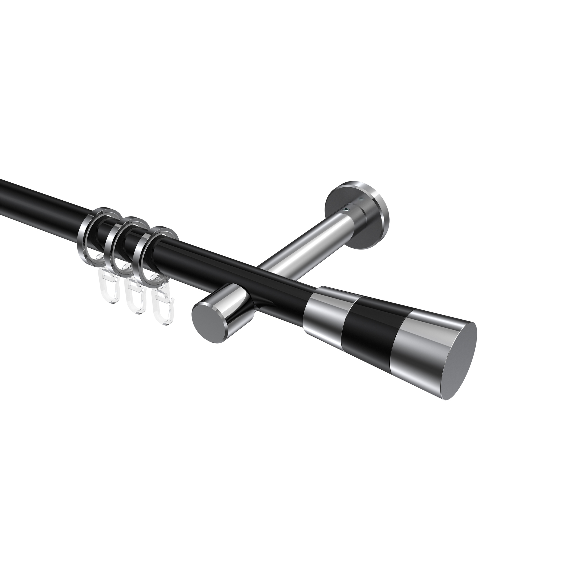 Vorhangstange Schwarz / Chrom, Metall 20 mm Ø Prestige Tanara Vorhangstange Schwarz / Chrom, Metall 20 mm Ø Prestige Tanara