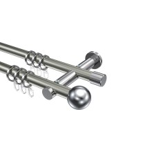 Gardinenstange Edelstahl-Optik / Chrom, 2-läufig Metall 20 mm Ø Platon Luino Gardinenstange Edelstahl-Optik / Chrom, 2-läufig Metall 20 mm Ø Platon Luino