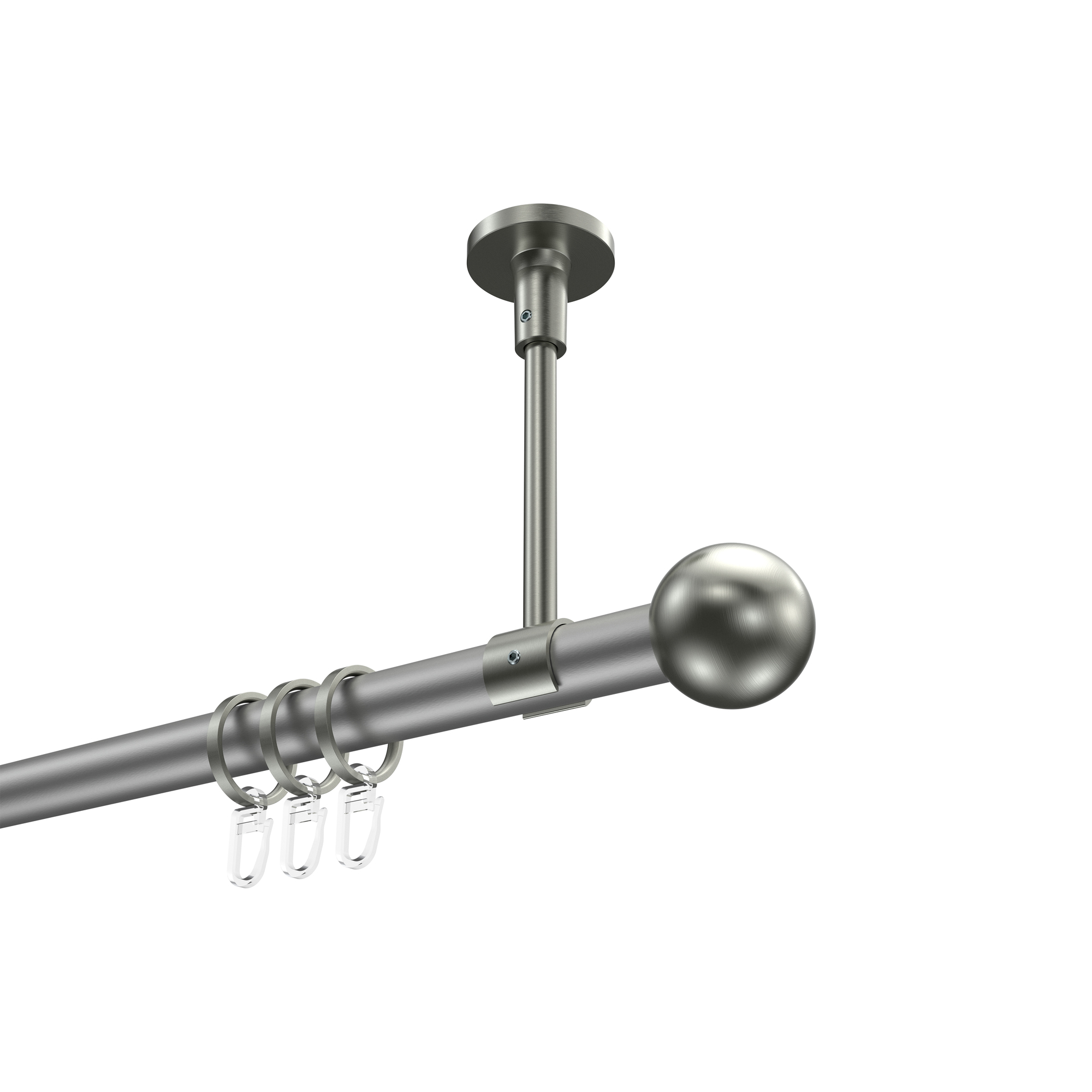 Gardinenstange (Deckenmontage) Silbergrau / Edelstahl-Optik, Metall 20 mm Ø Sonette Luino Gardinenstange (Deckenmontage) Silbergrau / Edelstahl-Optik, Metall 20 mm Ø Sonette Luino