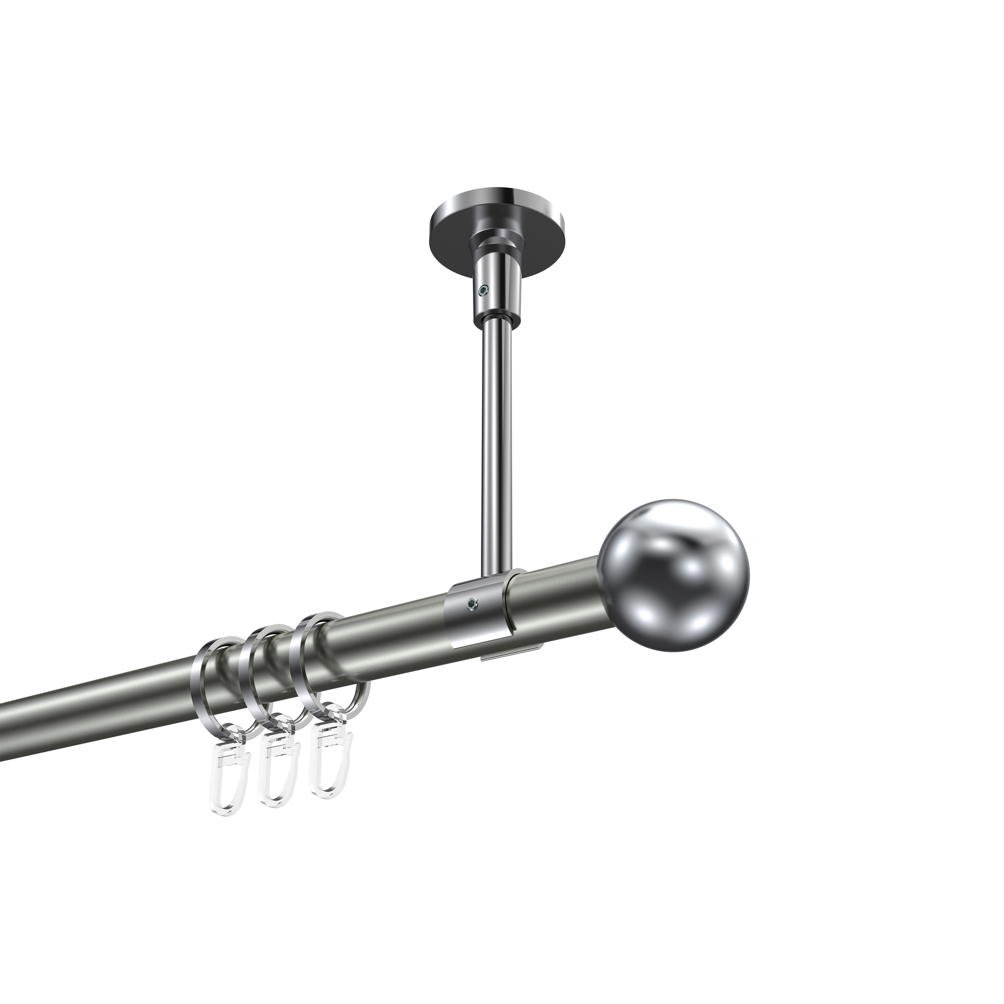 Gardinenstange (Deckenbefestigung) Edelstahl-Optik / Chrom, Metall 20 mm Ø Sonette Luino Gardinenstange (Deckenbefestigung) Edelstahl-Optik / Chrom, Metall 20 mm Ø Sonette Luino