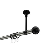 Vorhangstange (Deckenmontage) Edelstahl-Optik / Schwarz, Metall 20 mm Ø Sonette Luino Vorhangstange (Deckenmontage) Edelstahl-Optik / Schwarz, Metall 20 mm Ø Sonette Luino