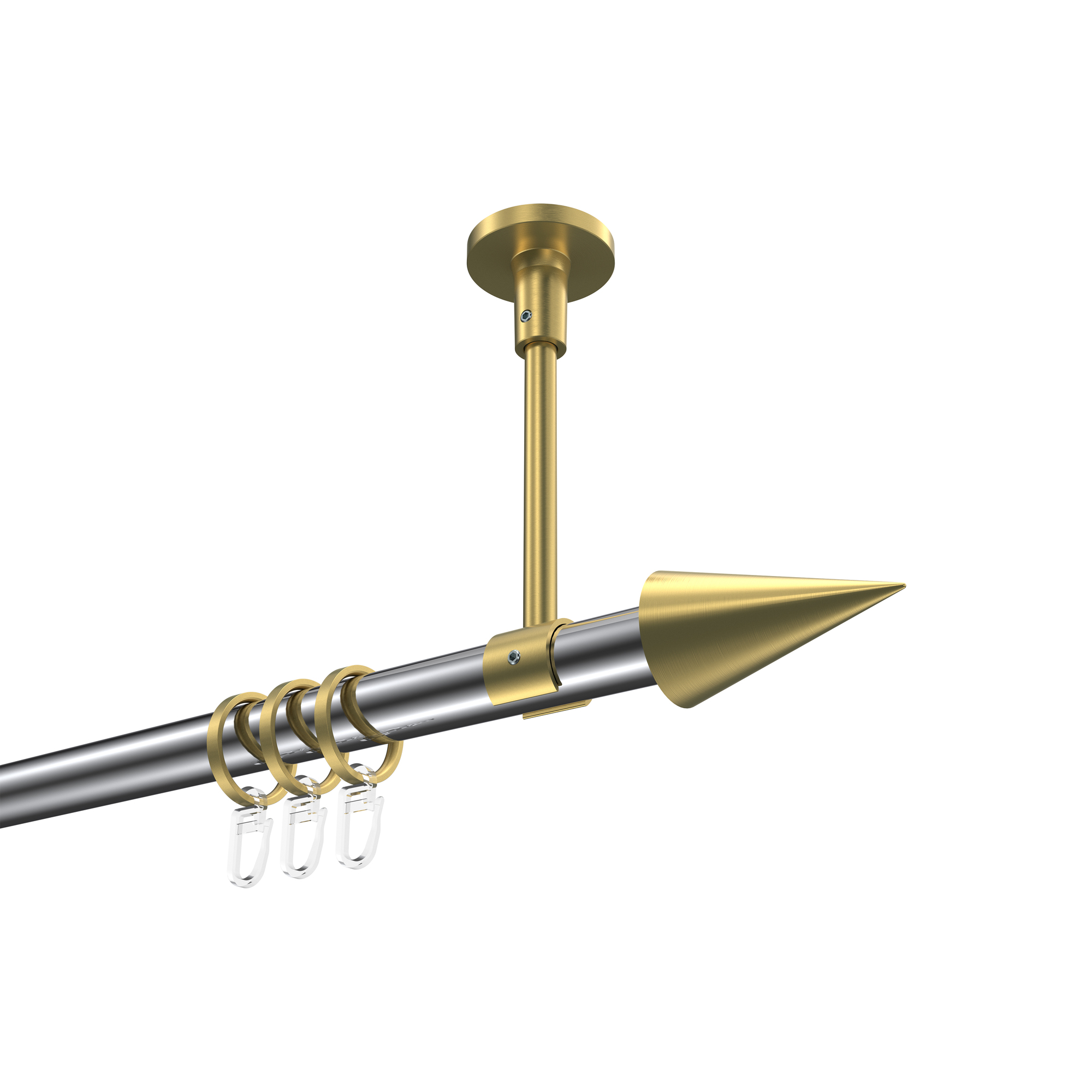 Vorhangstange (Deckenanbringung) Chrom / Messing-Optik, Metall 20 mm Ø Sonette Savio Vorhangstange (Deckenanbringung) Chrom / Messing-Optik, Metall 20 mm Ø Sonette Savio