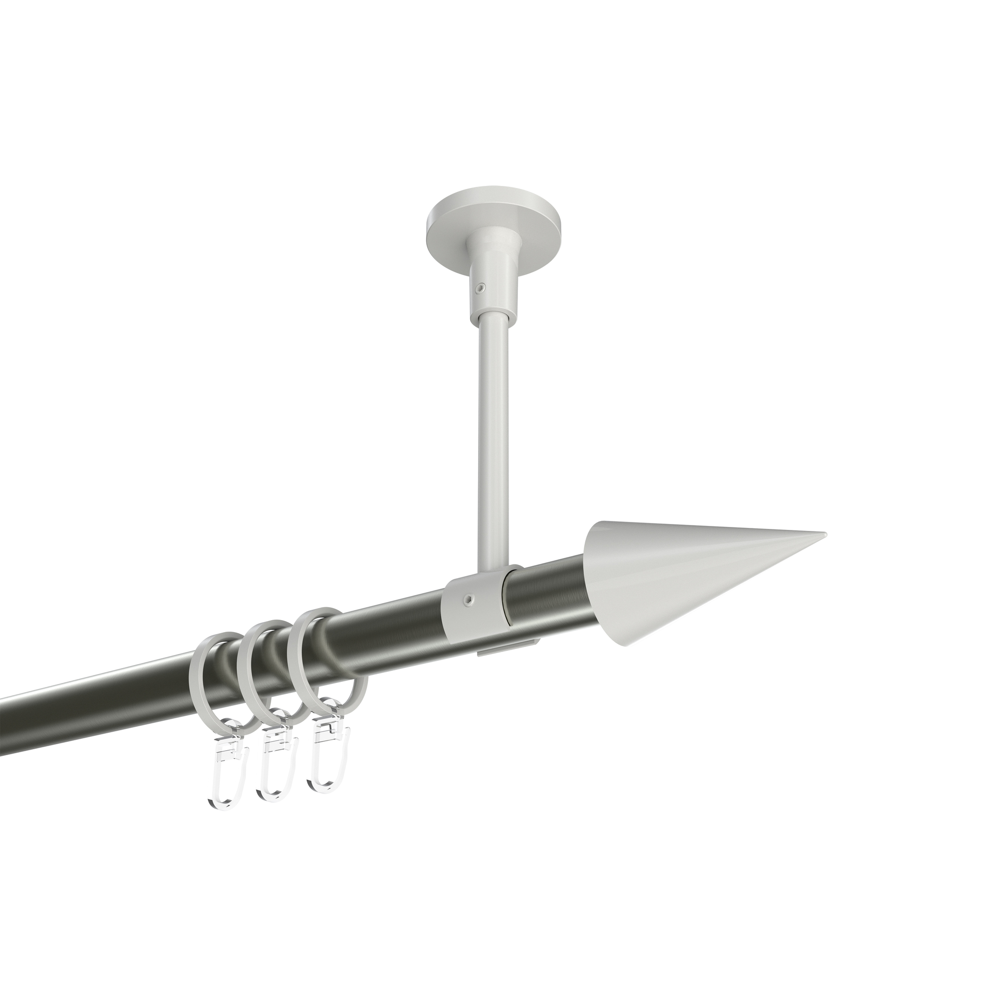 Vorhangstange (Deckenanbringung) Edelstahl-Optik / Weiß, Metall 20 mm Ø Sonette Savio Vorhangstange (Deckenanbringung) Edelstahl-Optik / Weiß, Metall 20 mm Ø Sonette Savio