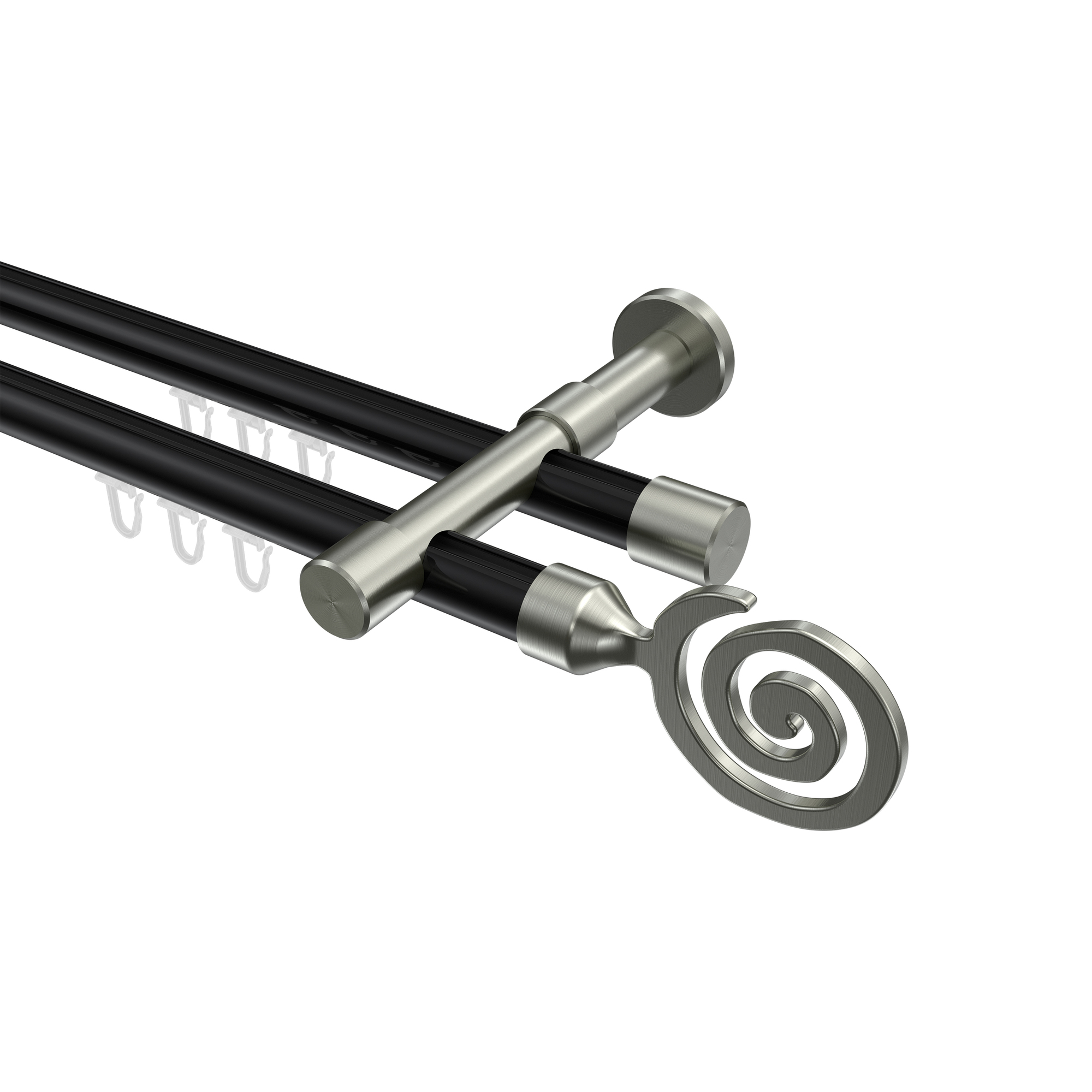 Innenlaufstange Schwarz / Edelstahl-Optik, Metall 20 mm Ø Prestige Galaxa, doppelläufig Innenlaufstange Schwarz / Edelstahl-Optik, Metall 20 mm Ø Prestige Galaxa, doppelläufig