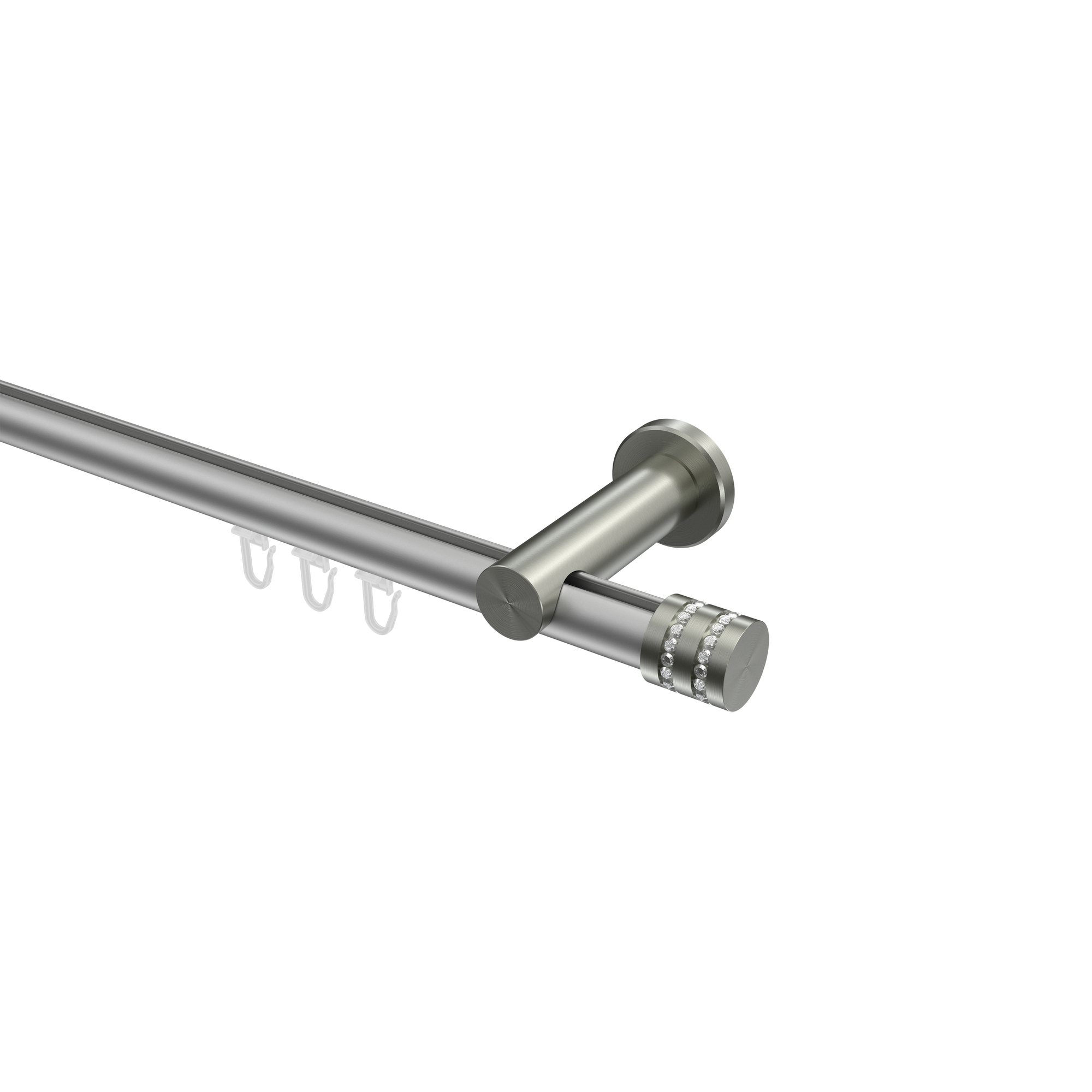 Innenlauf-Vorhangstange Silbergrau / Edelstahl-Optik, Aluminium / Metall 20 mm Ø Platon Estana Innenlauf-Vorhangstange Silbergrau / Edelstahl-Optik, Aluminium / Metall 20 mm Ø Platon Estana