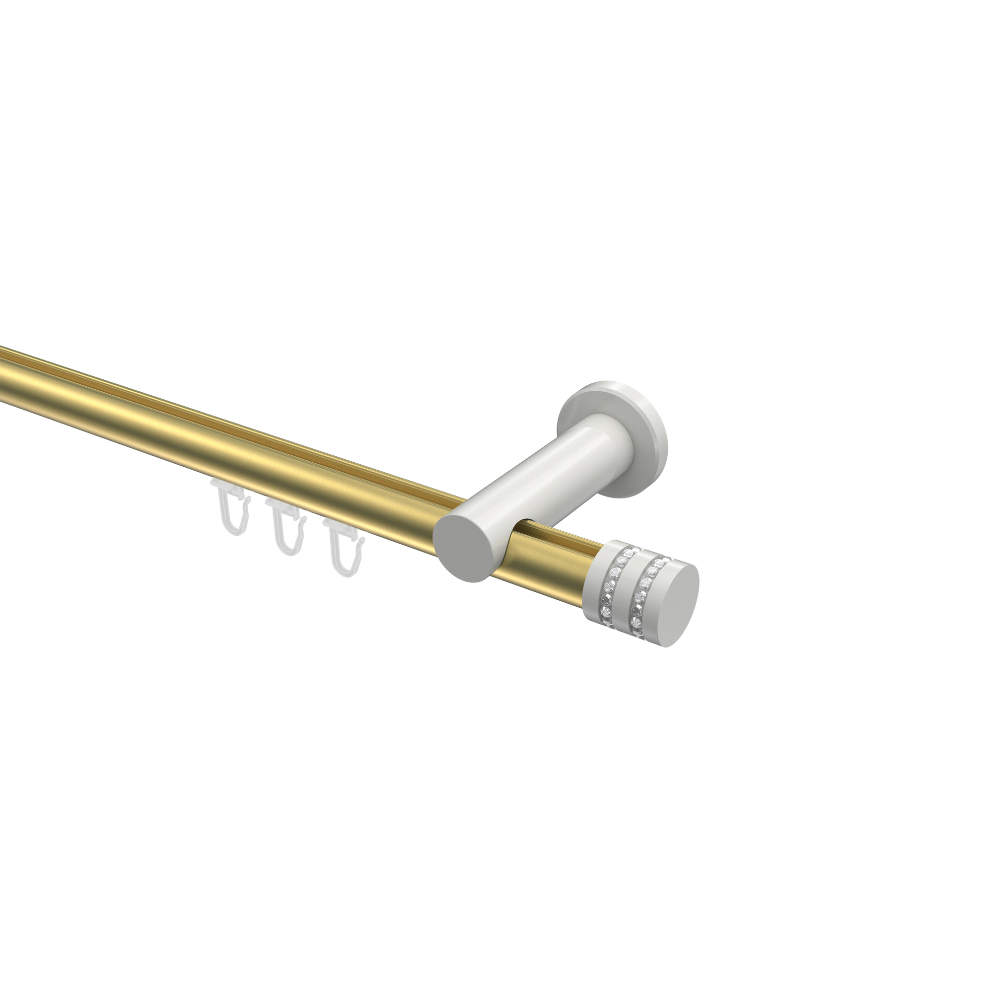 Vorhangstange mit Innenlauf Messing-Optik / Weiß, Aluminium / Metall 20 mm Ø Platon Estana Vorhangstange mit Innenlauf Messing-Optik / Weiß, Aluminium / Metall 20 mm Ø Platon Estana