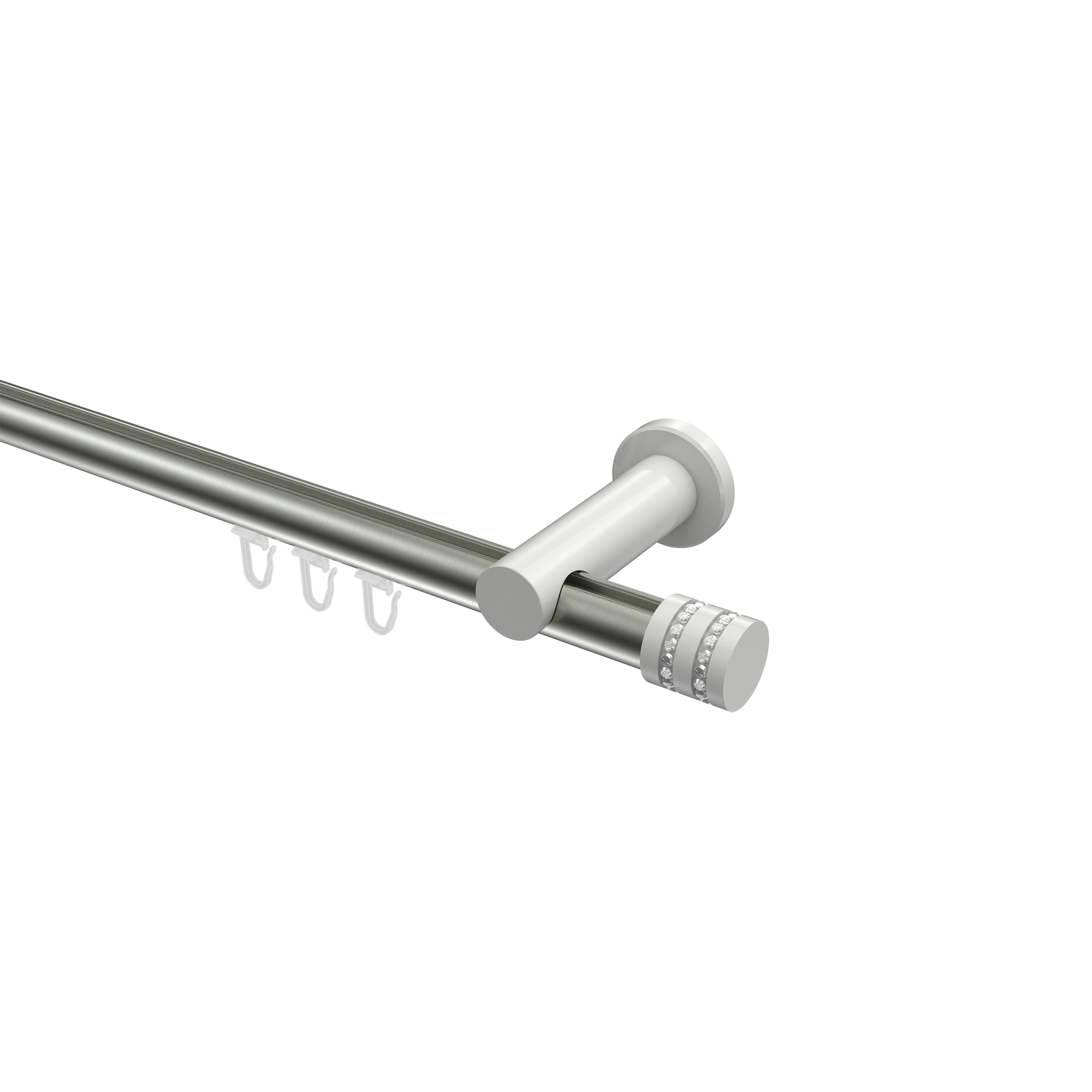 Innenlauf-Vorhangstange Edelstahl-Optik / Weiß, Aluminium / Metall 20 mm Ø Platon Estana Innenlauf-Vorhangstange Edelstahl-Optik / Weiß, Aluminium / Metall 20 mm Ø Platon Estana