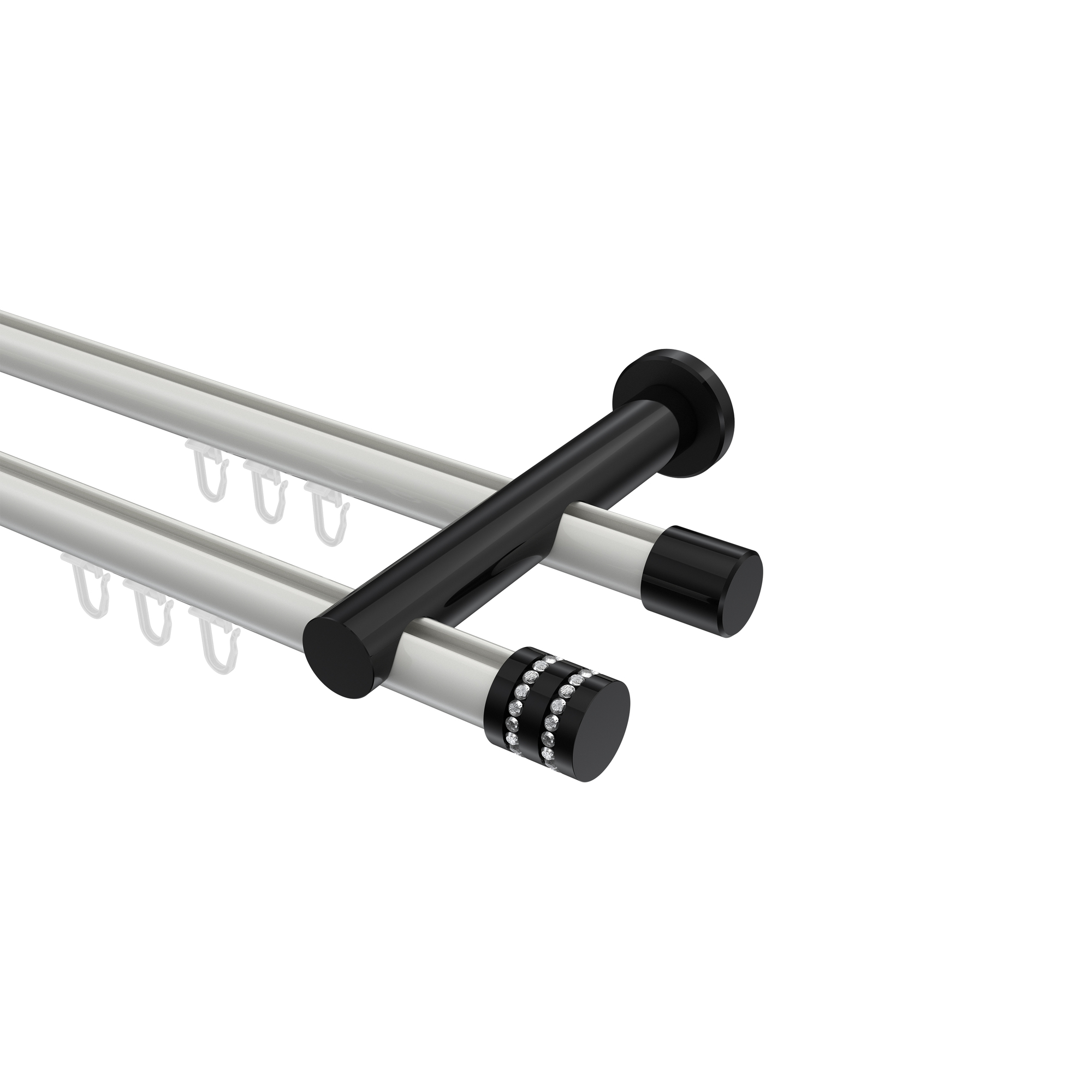 Innenlaufstange Weiß / Schwarz, Metall 20 mm Ø Platon Estana, 2-läufig Innenlaufstange Weiß / Schwarz, Metall 20 mm Ø Platon Estana, 2-läufig
