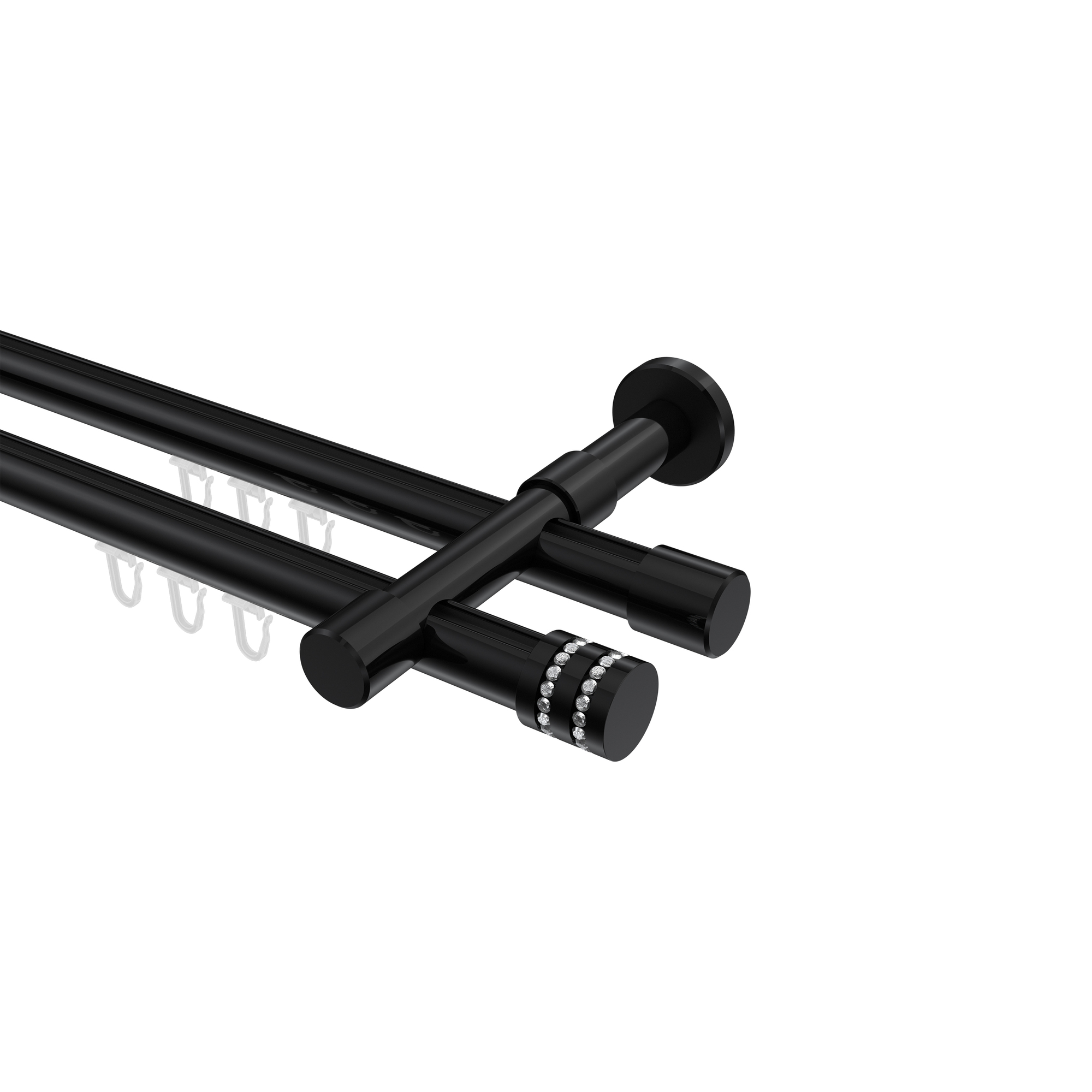 Innenlauf-Gardinenstange Schwarz, Metall 20 mm Ø Prestige Estana, zweiläufig Innenlauf-Gardinenstange Schwarz, Metall 20 mm Ø Prestige Estana, zweiläufig