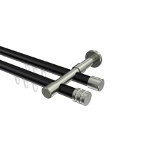 Innenlauf-Gardinenstange Schwarz / Edelstahl-Optik, Metall 20 mm Ø Prestige Estana, zweiläufig Innenlauf-Gardinenstange Schwarz / Edelstahl-Optik, Metall 20 mm Ø Prestige Estana, zweiläufig