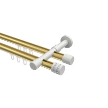 Innenlauf-Gardinenstange Messing-Optik / Weiß, zweiläufig Aluminium / Metall 20 mm Ø Prestige Estana Innenlauf-Gardinenstange Messing-Optik / Weiß, zweiläufig Aluminium / Metall 20 mm Ø Prestige Estana