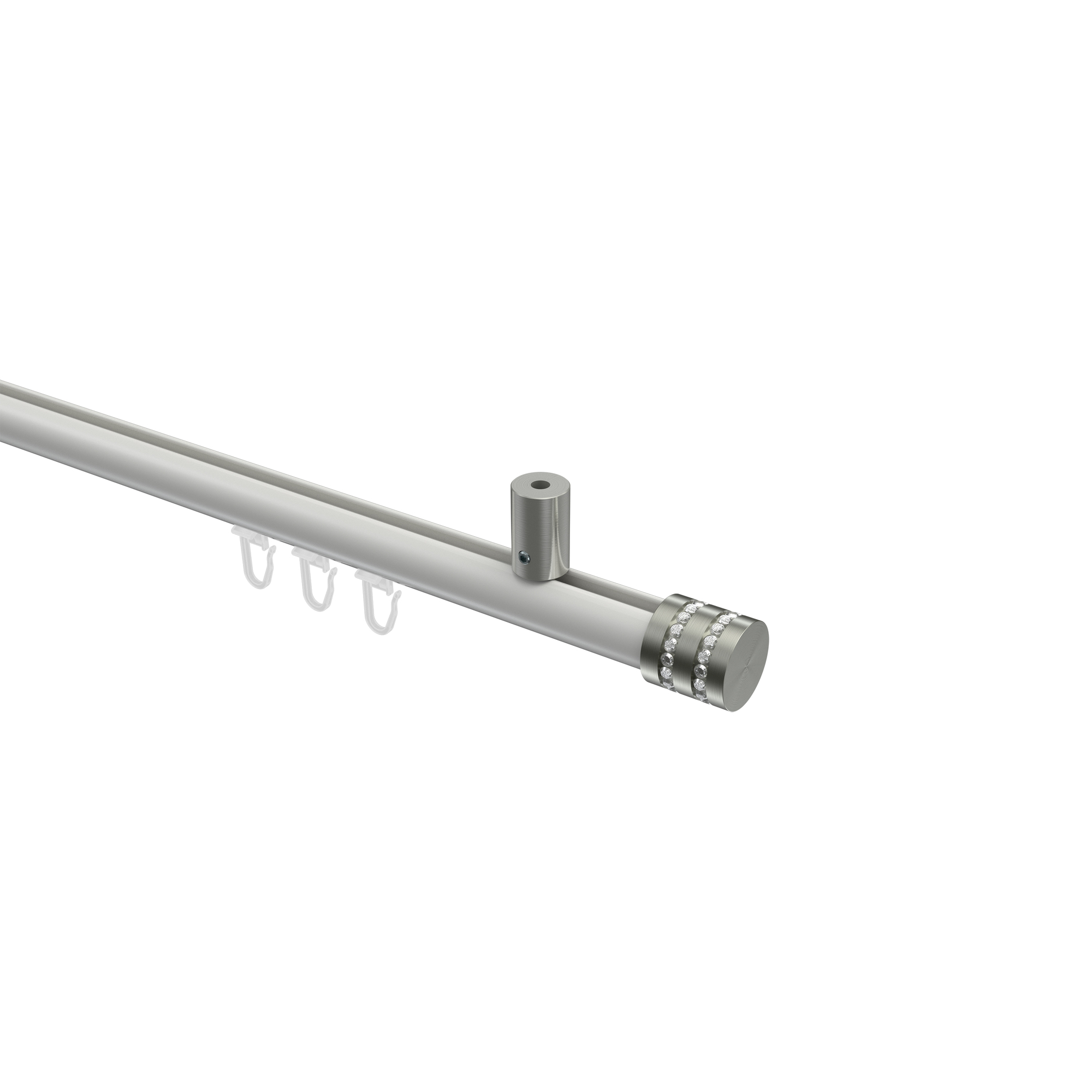 Gardinenstange mit Innenlauf (Deckenbefestigung) Weiß / Edelstahl-Optik, Aluminium / Metall 20 mm Ø Sonius Estana Gardinenstange mit Innenlauf (Deckenbefestigung) Weiß / Edelstahl-Optik, Aluminium / Metall 20 mm Ø Sonius Estana