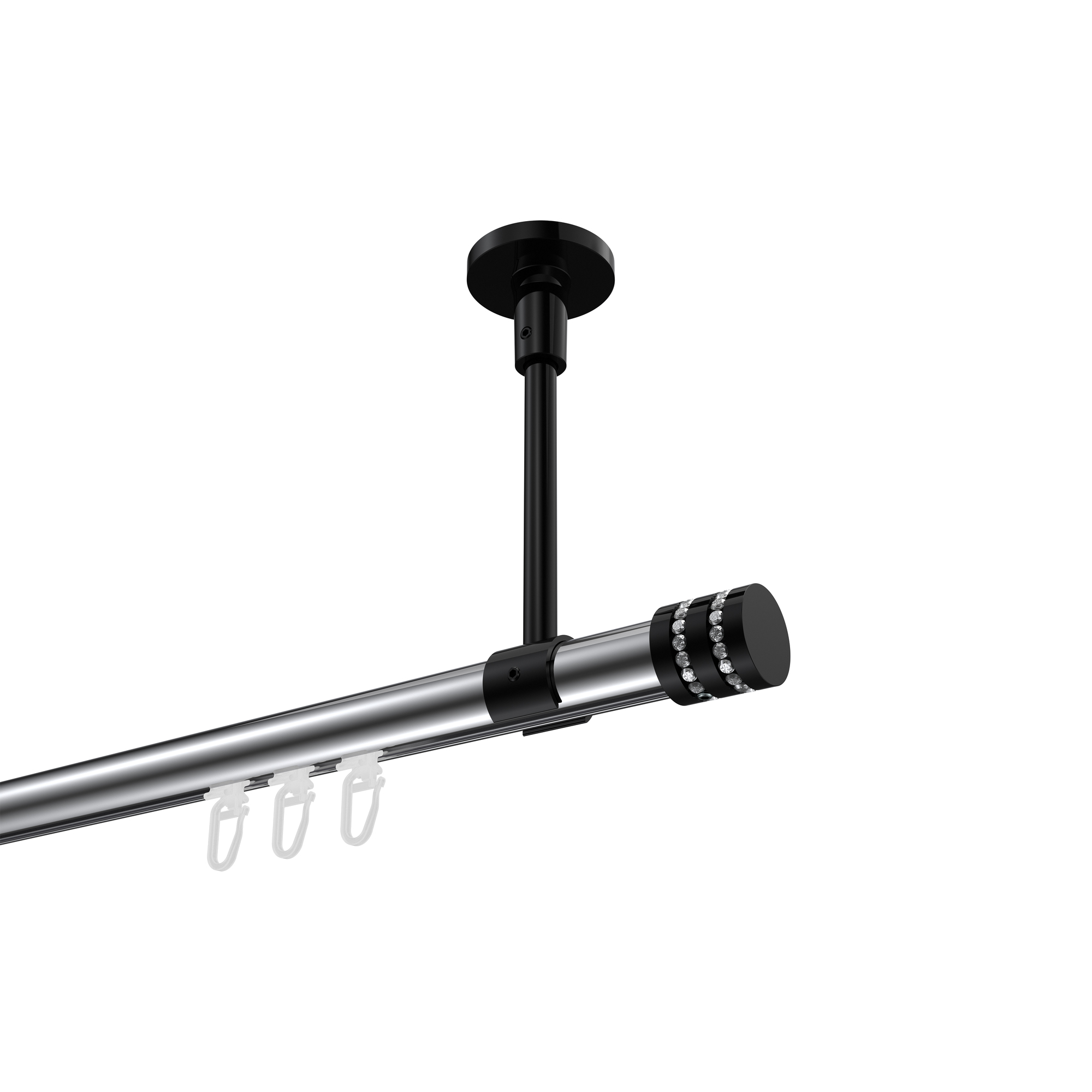 Innenlaufstange (Deckenanbringung) Chrom / Schwarz, Aluminium / Metall 20 mm Ø Sonette Estana Innenlaufstange (Deckenanbringung) Chrom / Schwarz, Aluminium / Metall 20 mm Ø Sonette Estana