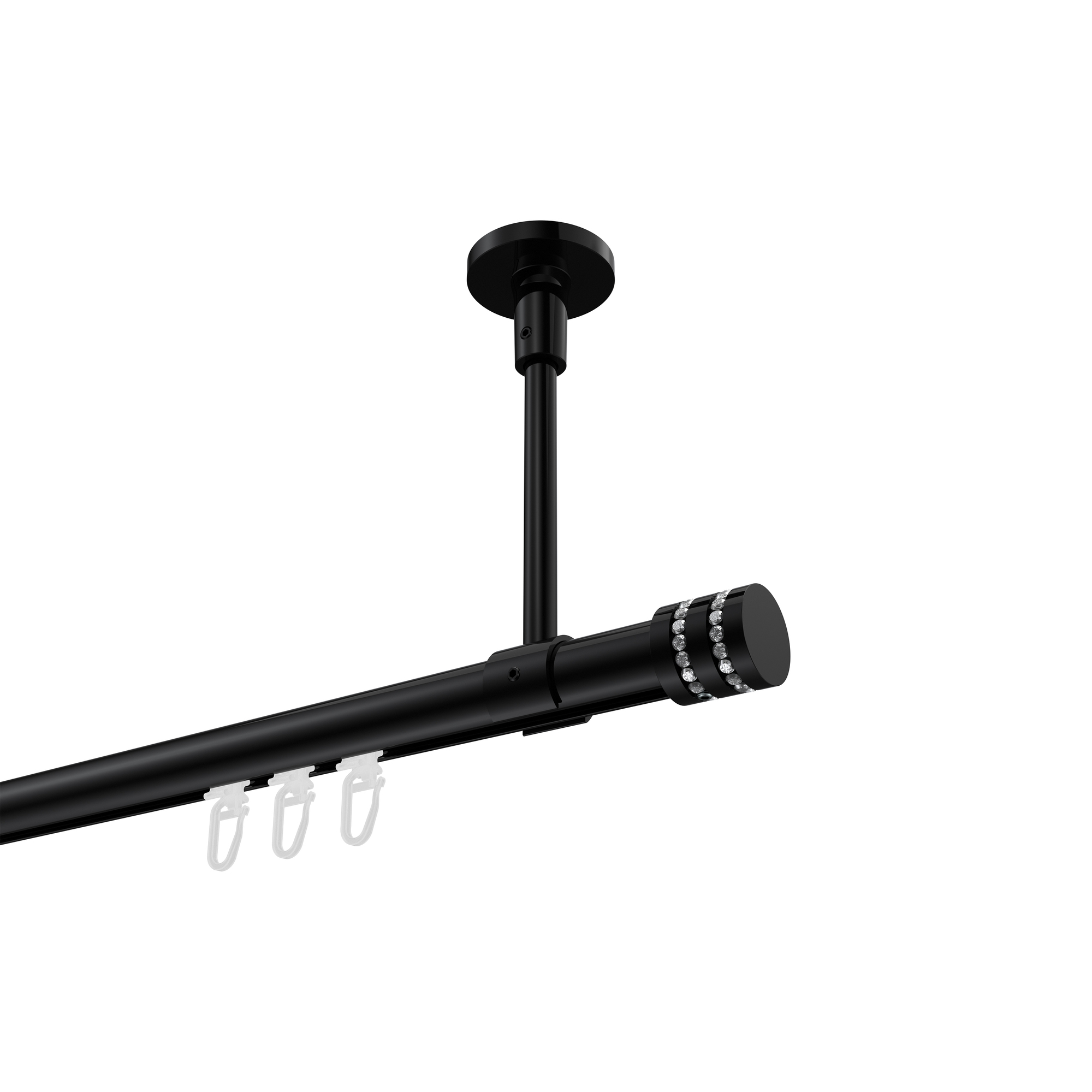 Vorhangstange mit Innenlauf (Deckenanbringung) Schwarz, Aluminium / Metall 20 mm Ø Sonette Estana Vorhangstange mit Innenlauf (Deckenanbringung) Schwarz, Aluminium / Metall 20 mm Ø Sonette Estana