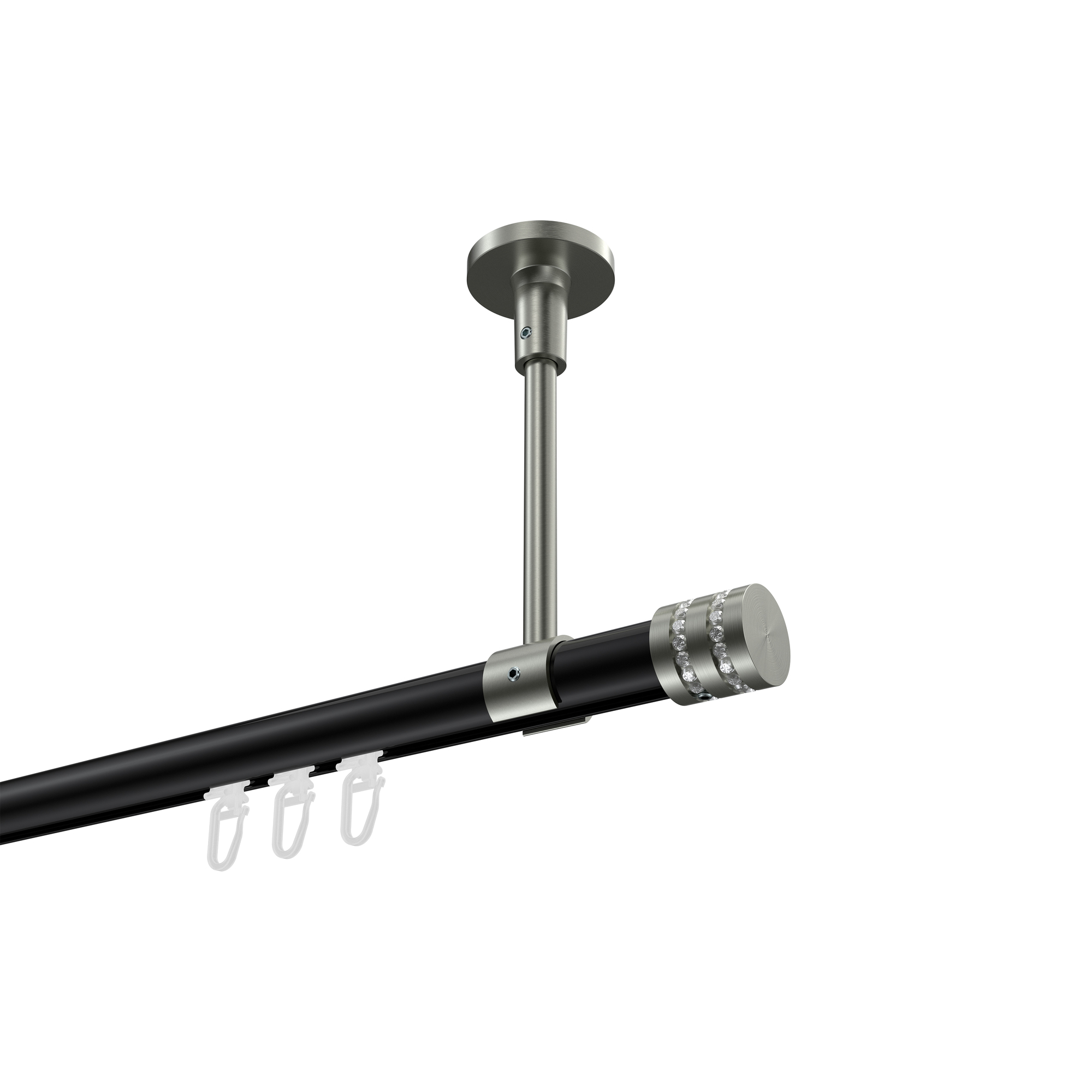 Innenlaufstange (Deckenanbringung) Schwarz / Edelstahl-Optik, Aluminium / Metall 20 mm Ø Sonette Estana Innenlaufstange (Deckenanbringung) Schwarz / Edelstahl-Optik, Aluminium / Metall 20 mm Ø Sonette Estana