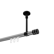 Innenlauf-Gardinenstange (Deckenmontage) Silbergrau / Schwarz, Aluminium / Metall 20 mm Ø Sonette Estana Innenlauf-Gardinenstange (Deckenmontage) Silbergrau / Schwarz, Aluminium / Metall 20 mm Ø Sonette Estana