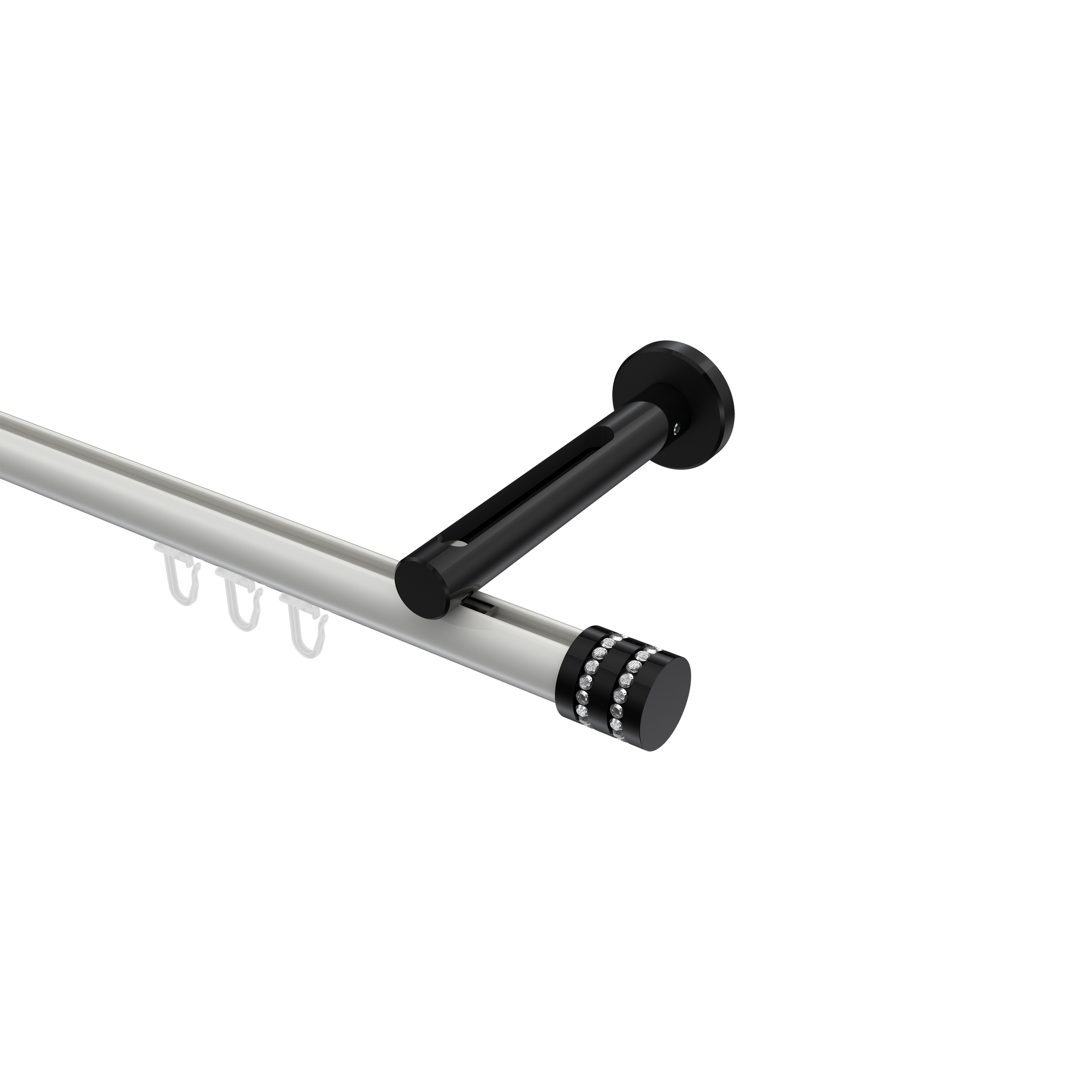 Innenlauf-Vorhangstange Weiß / Schwarz, Aluminium / Metall 20 mm Ø Siteno Estana Innenlauf-Vorhangstange Weiß / Schwarz, Aluminium / Metall 20 mm Ø Siteno Estana