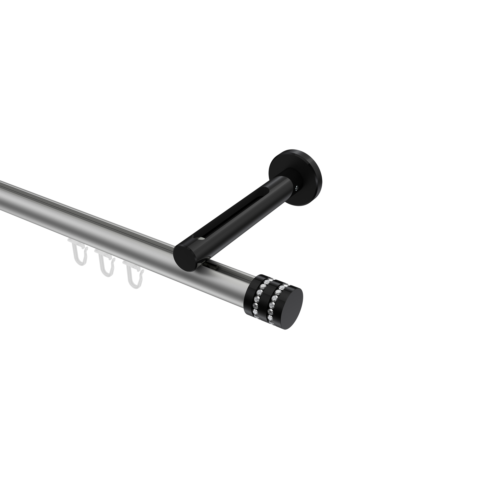 Innenlauf-Gardinenstange Silbergrau / Schwarz, Aluminium / Metall 20 mm Ø Siteno Estana Innenlauf-Gardinenstange Silbergrau / Schwarz, Aluminium / Metall 20 mm Ø Siteno Estana