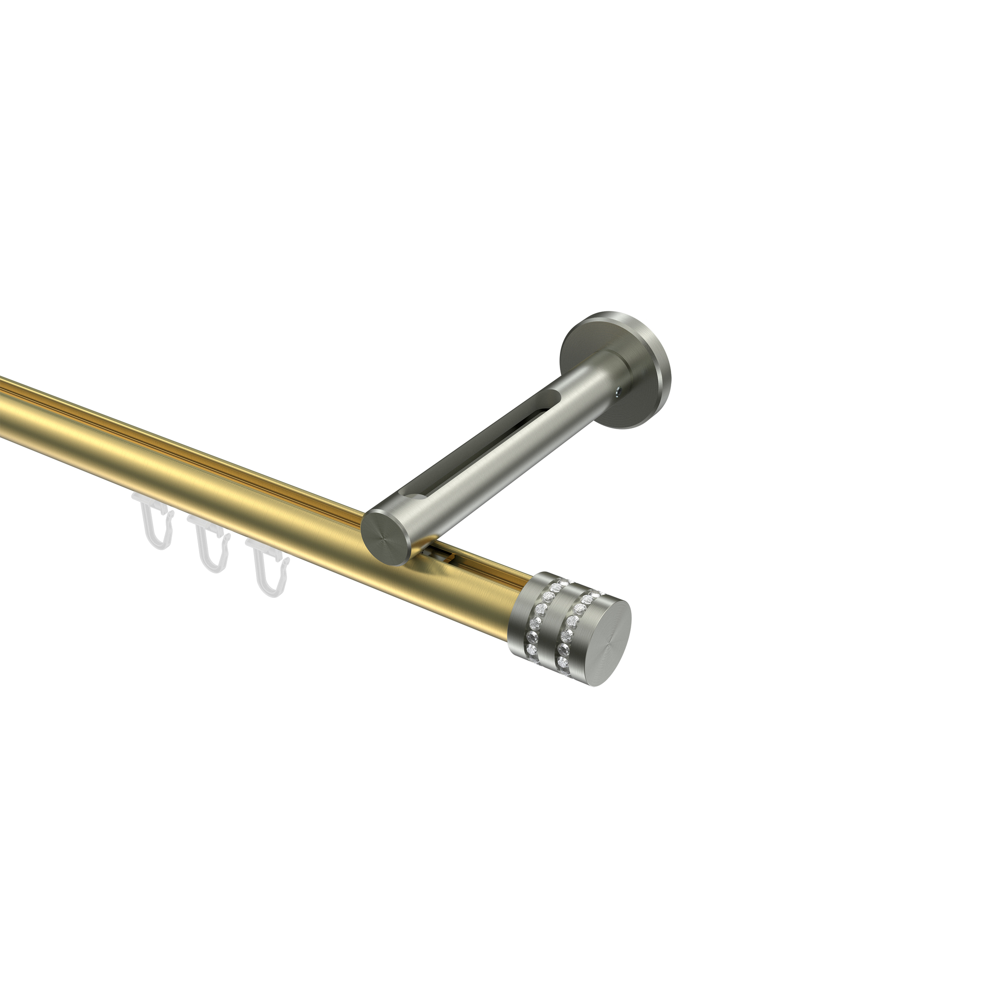 Innenlauf-Gardinenstange Messing-Optik / Edelstahl-Optik, Aluminium / Metall 20 mm Ø Siteno Estana Innenlauf-Gardinenstange Messing-Optik / Edelstahl-Optik, Aluminium / Metall 20 mm Ø Siteno Estana