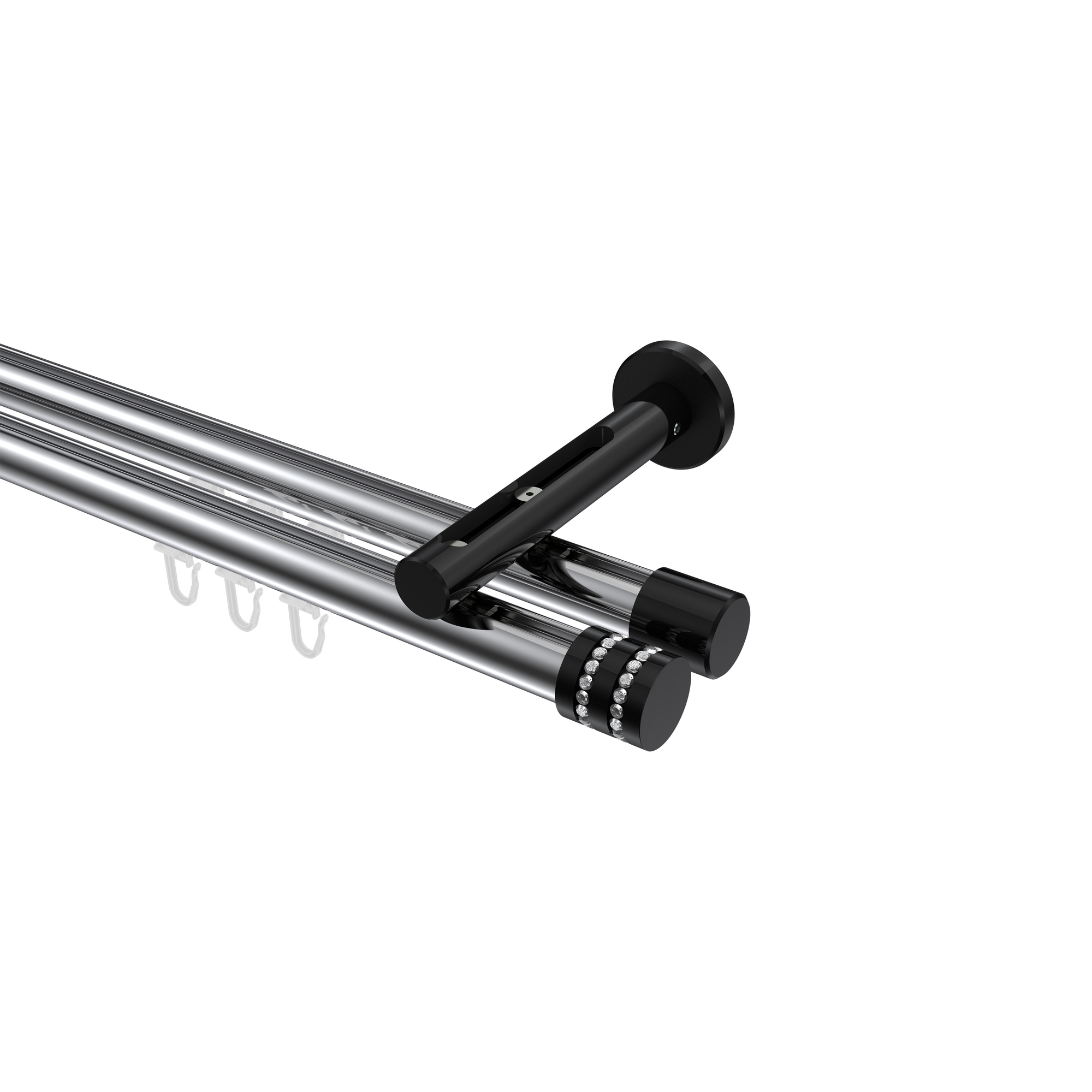 Innenlaufstange Chrom / Schwarz, Aluminium / Metall 20 mm Ø Siteno Estana, 2-läufig Innenlaufstange Chrom / Schwarz, Aluminium / Metall 20 mm Ø Siteno Estana, 2-läufig