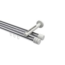 Gardinenstange mit Innenlauf Chrom / Weiß, Aluminium / Metall 20 mm Ø Siteno Estana, zweiläufig Gardinenstange mit Innenlauf Chrom / Weiß, Aluminium / Metall 20 mm Ø Siteno Estana, zweiläufig