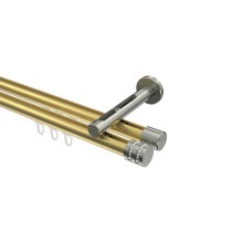 Innenlauf-Gardinenstange Messing-Optik / Edelstahl-Optik, Aluminium / Metall 20 mm Ø Siteno Estana, doppelläufig Innenlauf-Gardinenstange Messing-Optik / Edelstahl-Optik, Aluminium / Metall 20 mm Ø Siteno Estana, doppelläufig