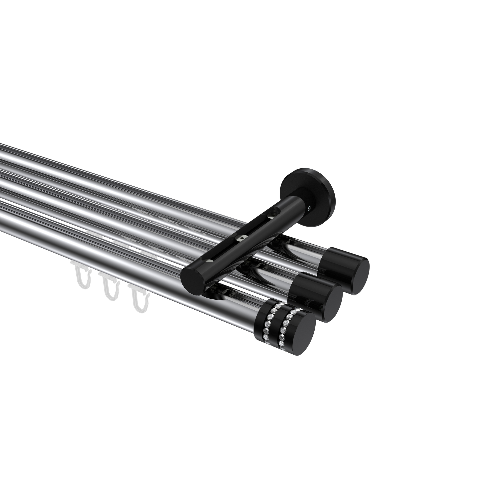 Innenlaufstange Chrom / Schwarz, Aluminium / Metall 20 mm Ø Siteno Estana, 3-läufig Innenlaufstange Chrom / Schwarz, Aluminium / Metall 20 mm Ø Siteno Estana, 3-läufig