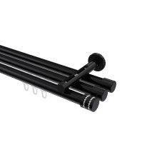 Vorhangstange mit Innenlauf Schwarz, Aluminium / Metall 20 mm Ø Siteno Estana, dreiläufig Vorhangstange mit Innenlauf Schwarz, Aluminium / Metall 20 mm Ø Siteno Estana, dreiläufig