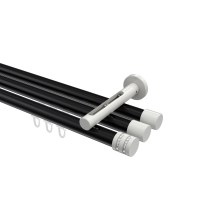Innenlauf-Gardinenstange Schwarz / Weiß, Aluminium / Metall 20 mm Ø Siteno Estana, 3-läufig Innenlauf-Gardinenstange Schwarz / Weiß, Aluminium / Metall 20 mm Ø Siteno Estana, 3-läufig