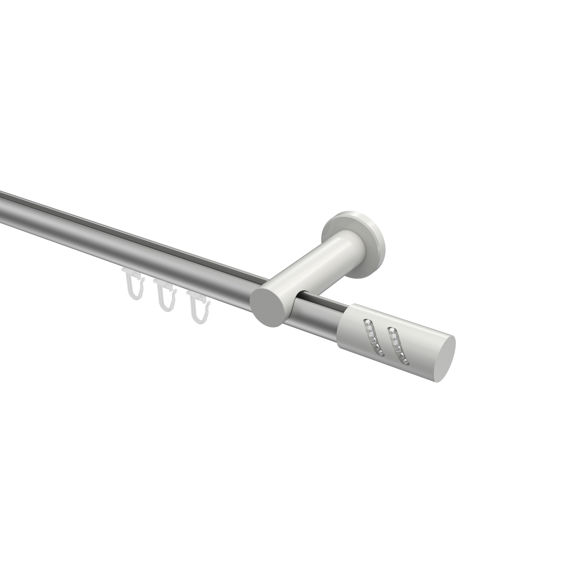 Innenlauf-Gardinenstange Silbergrau / Weiß, Aluminium / Metall 20 mm Ø Platon Zoena Innenlauf-Gardinenstange Silbergrau / Weiß, Aluminium / Metall 20 mm Ø Platon Zoena