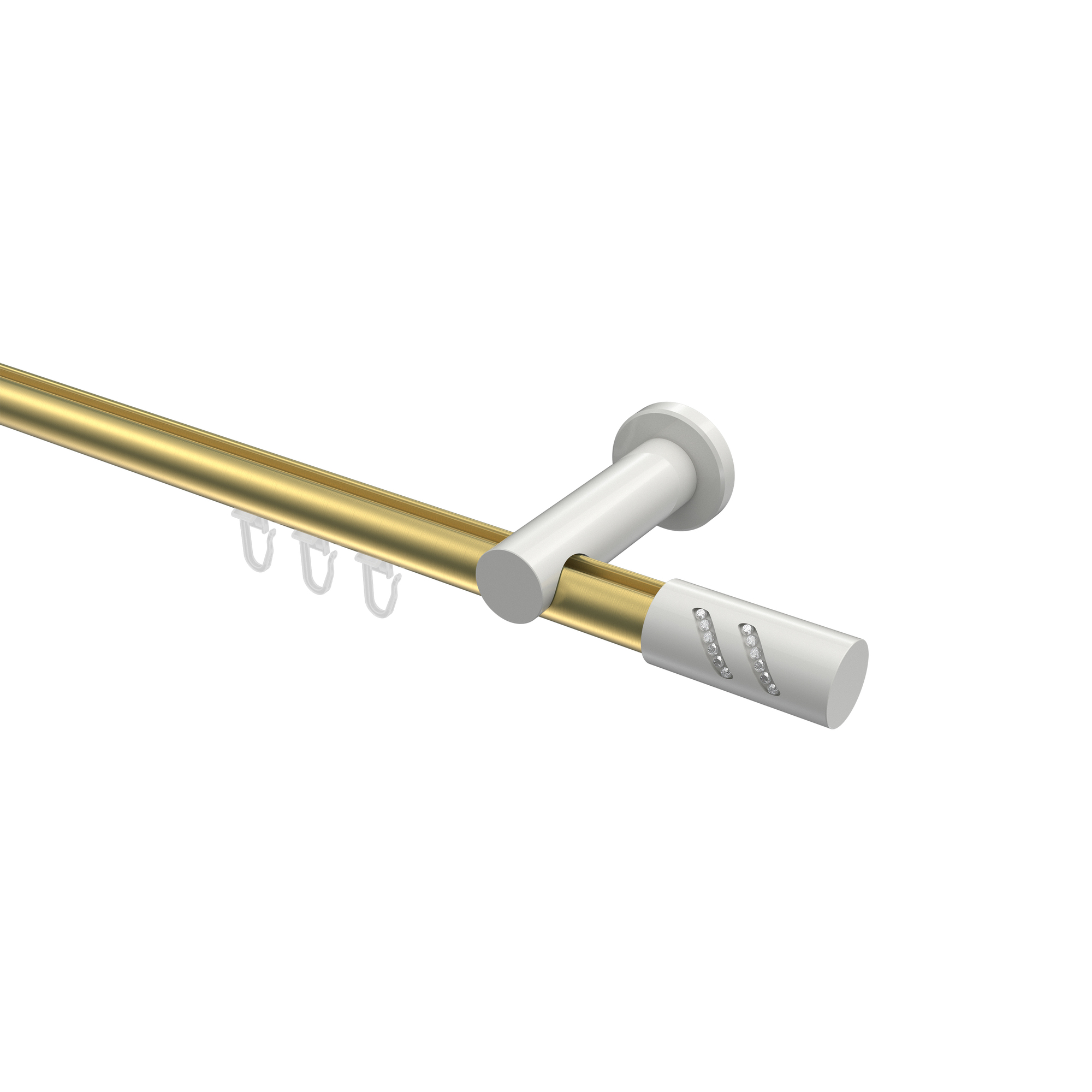 Gardinenstange mit Innenlauf Messing-Optik / Weiß, Aluminium / Metall 20 mm Ø Platon Zoena Gardinenstange mit Innenlauf Messing-Optik / Weiß, Aluminium / Metall 20 mm Ø Platon Zoena