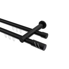 Innenlauf-Vorhangstangen Schwarz, Metall 20 mm Ø Platon Zoena, doppelläufig Innenlauf-Vorhangstangen Schwarz, Metall 20 mm Ø Platon Zoena, doppelläufig