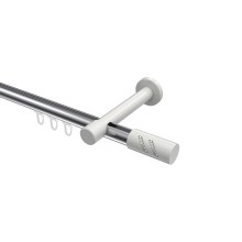 Innenlauf-Vorhangstange Chrom / Weiß, Aluminium / Metall 20 mm Ø Prestige Zoena Innenlauf-Vorhangstange Chrom / Weiß, Aluminium / Metall 20 mm Ø Prestige Zoena