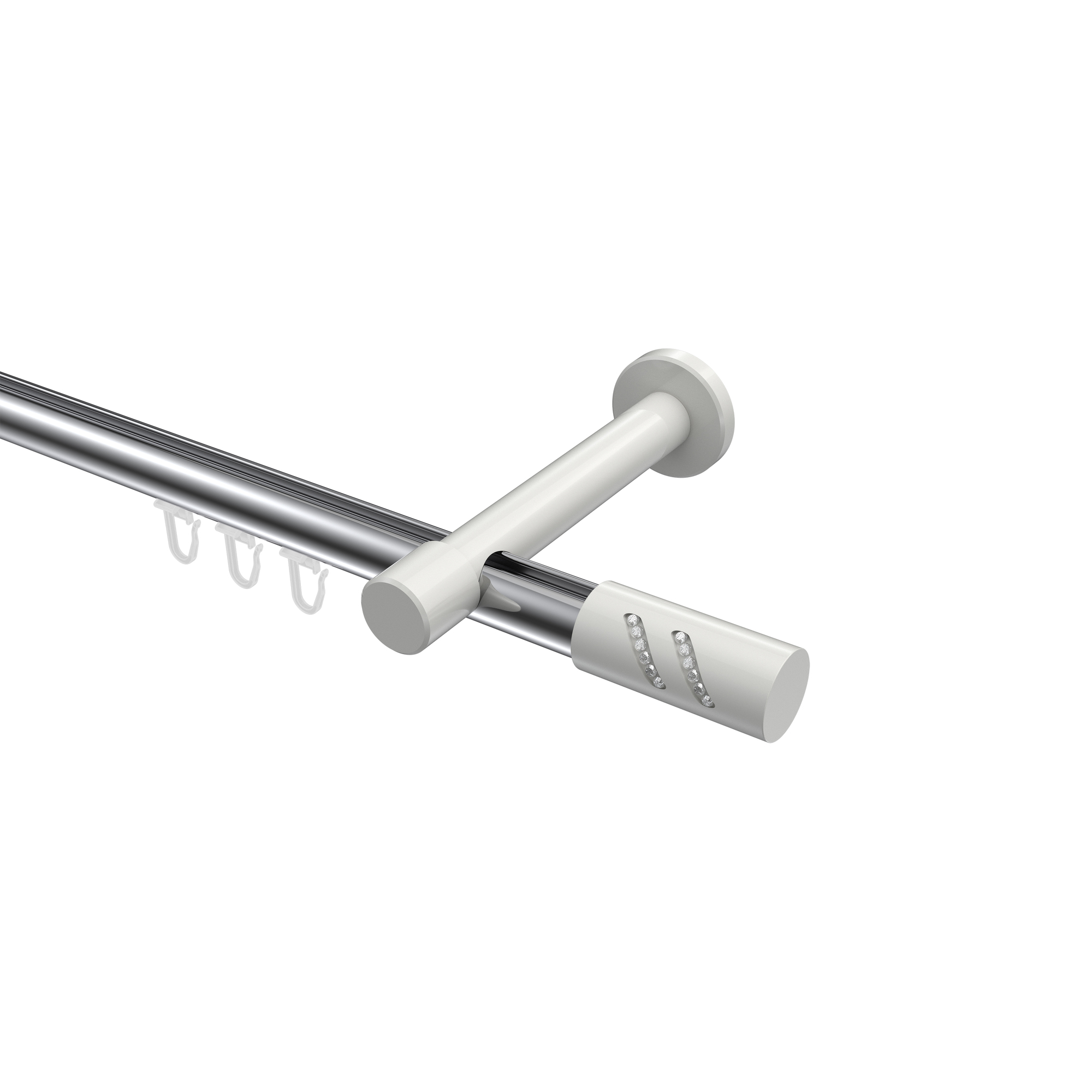 Innenlauf-Vorhangstange Chrom / Weiß, Aluminium / Metall 20 mm Ø Prestige Zoena Innenlauf-Vorhangstange Chrom / Weiß, Aluminium / Metall 20 mm Ø Prestige Zoena