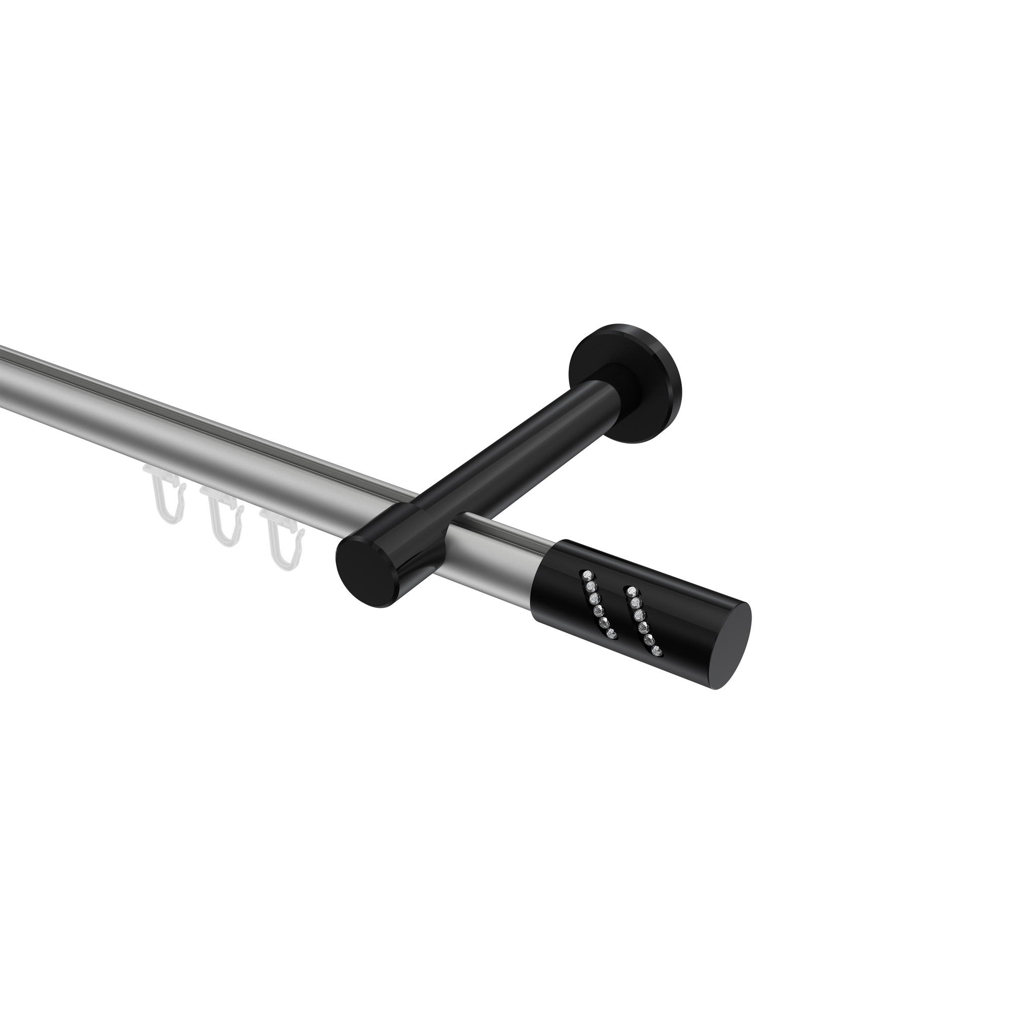 Innenlauf-Gardinenstangen Silbergrau / Schwarz, Aluminium / Metall 20 mm Ø Prestige Zoena Innenlauf-Gardinenstangen Silbergrau / Schwarz, Aluminium / Metall 20 mm Ø Prestige Zoena