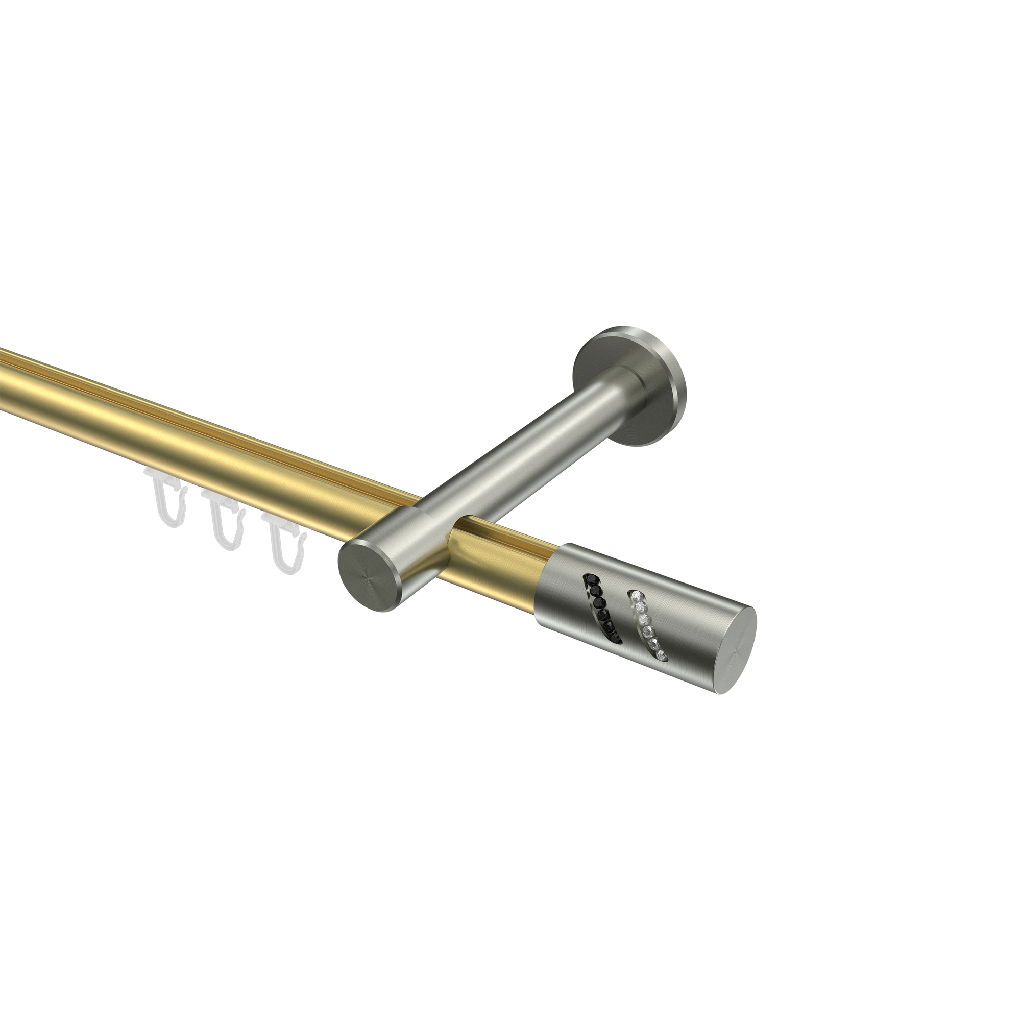 Innenlauf-Gardinenstange Messing-Optik / Edelstahl-Optik 20 mm Ø Prestige Zoena Innenlauf-Gardinenstange Messing-Optik / Edelstahl-Optik 20 mm Ø Prestige Zoena