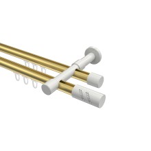 Innenlauf-Vorhangstange Messing-Optik / Weiß, doppelläufig Aluminium / Metall 20 mm Ø Prestige Zoena Innenlauf-Vorhangstange Messing-Optik / Weiß, doppelläufig Aluminium / Metall 20 mm Ø Prestige Zoena