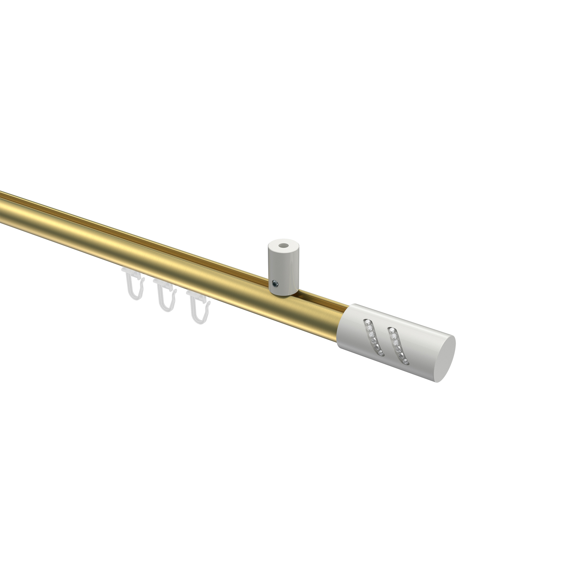 Innenlauf-Gardinenstange (Deckenanbringung) Messing-Optik / Weiß, Aluminium / Metall 20 mm Ø Sonius Zoena Innenlauf-Gardinenstange (Deckenanbringung) Messing-Optik / Weiß, Aluminium / Metall 20 mm Ø Sonius Zoena