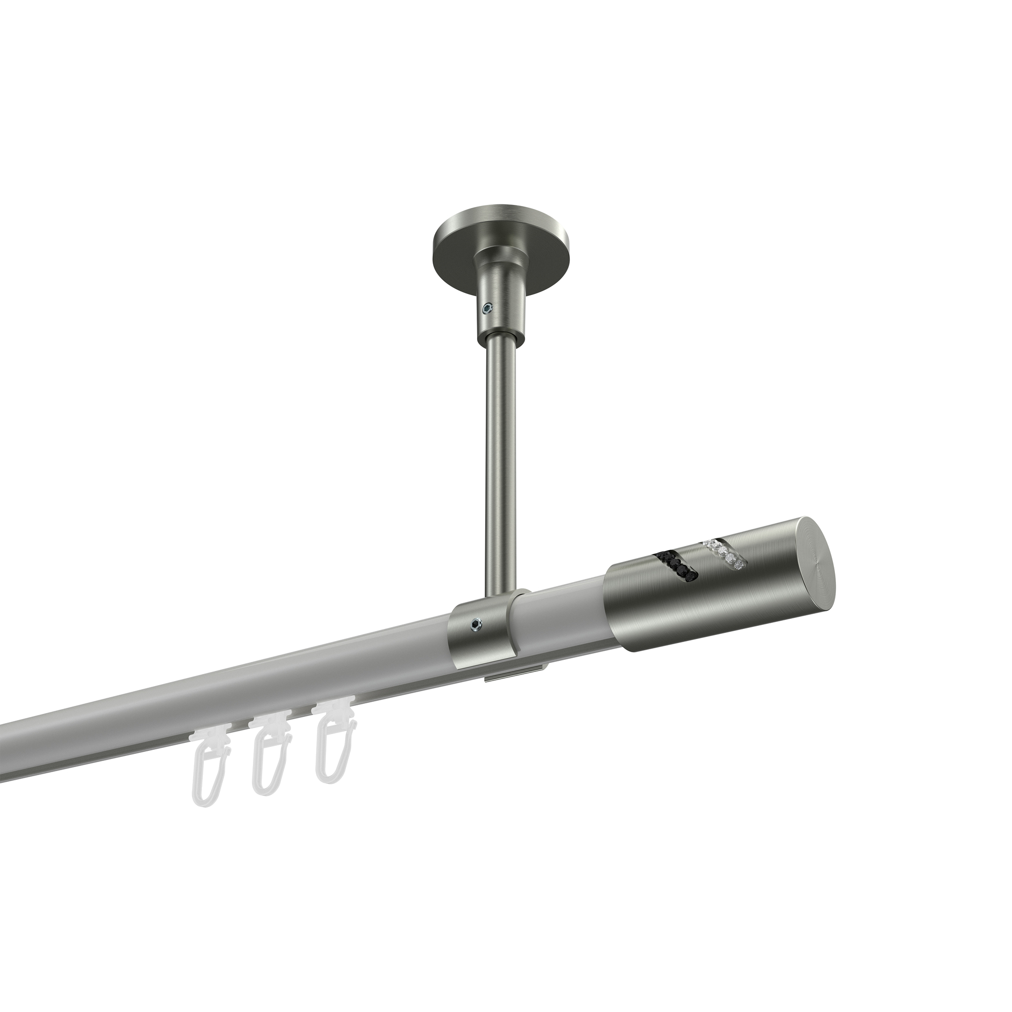 Gardinenstange mit Innenlauf (Deckenbefestigung) Weiß / Edelstahl-Optik, Aluminium / Metall 20 mm Ø Sonette Zoena Gardinenstange mit Innenlauf (Deckenbefestigung) Weiß / Edelstahl-Optik, Aluminium / Metall 20 mm Ø Sonette Zoena