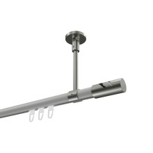 Gardinenstange mit Innenlauf (Deckenbefestigung) Weiß / Edelstahl-Optik, Aluminium / Metall 20 mm Ø Sonette Zoena Gardinenstange mit Innenlauf (Deckenbefestigung) Weiß / Edelstahl-Optik, Aluminium / Metall 20 mm Ø Sonette Zoena