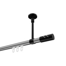 Innenlauf-Vorhangstange (Deckenmontage) Silbergrau / Schwarz, Aluminium / Metall 20 mm Ø Sonette Zoena Innenlauf-Vorhangstange (Deckenmontage) Silbergrau / Schwarz, Aluminium / Metall 20 mm Ø Sonette Zoena