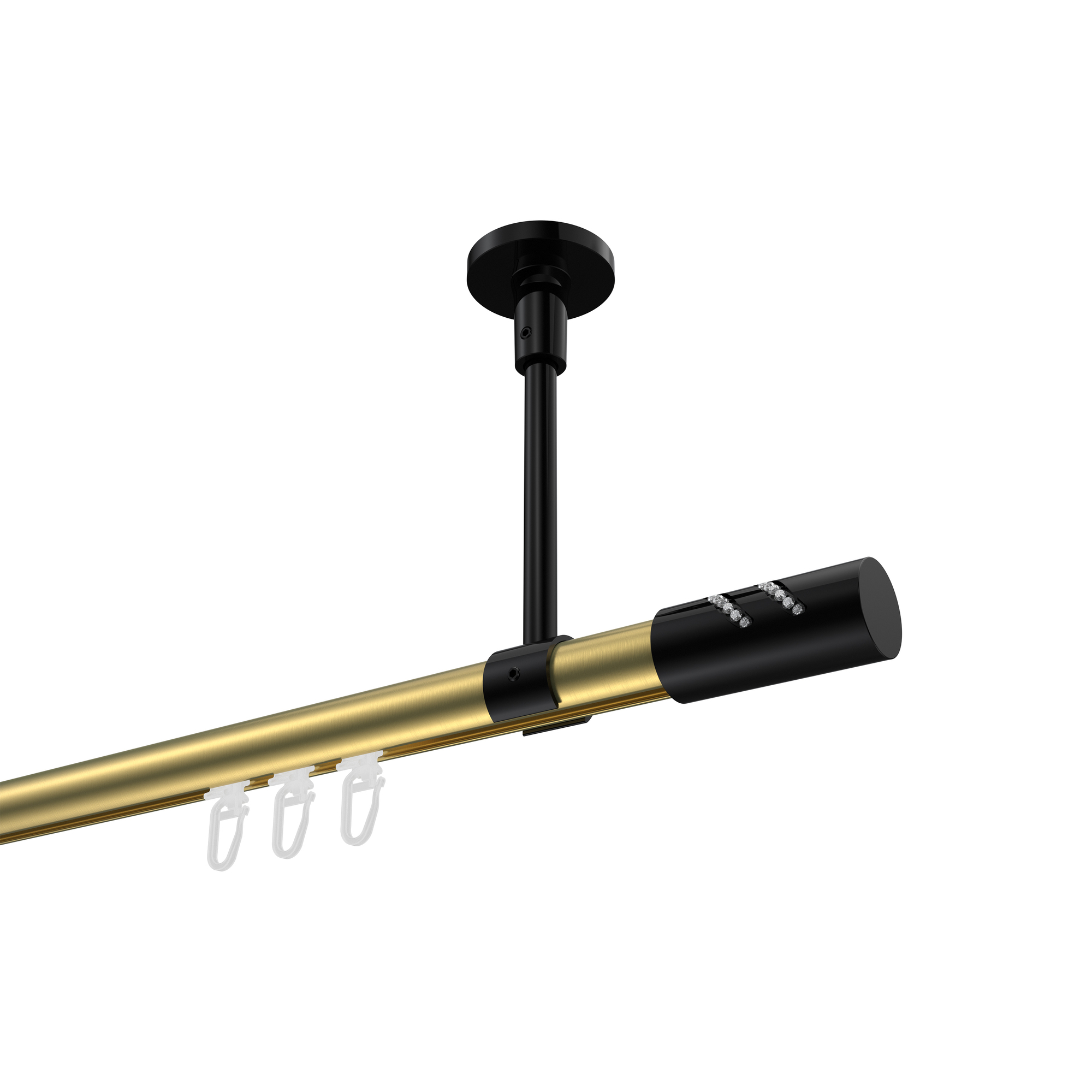 Innenlaufstange (Deckenanbringung) Messing-Optik / Schwarz, Aluminium / Metall 20 mm Ø Sonette Zoena Innenlaufstange (Deckenanbringung) Messing-Optik / Schwarz, Aluminium / Metall 20 mm Ø Sonette Zoena