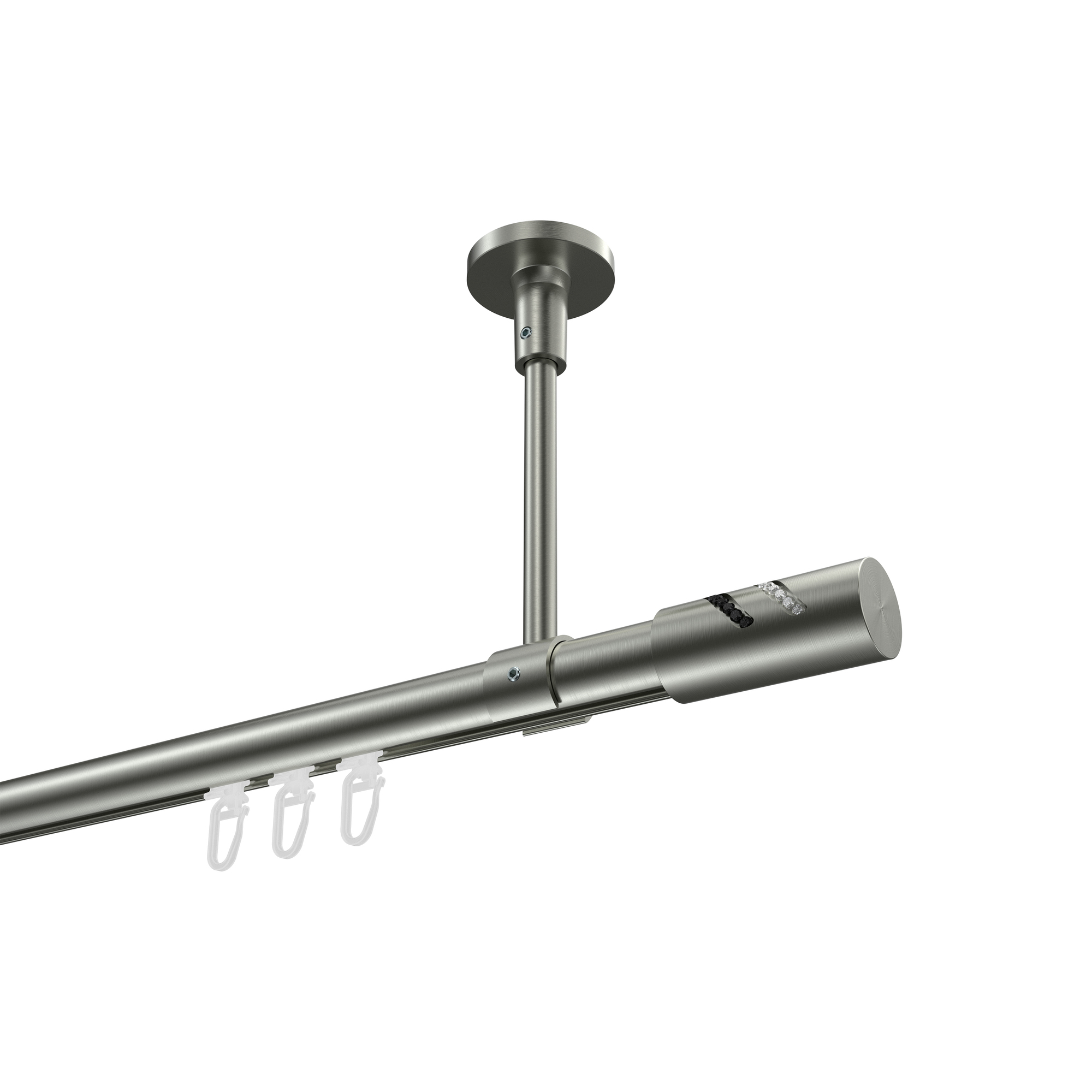 Vorhangstange mit Innenlauf (Deckenanbringung) Edelstahl-Optik, Aluminium / Metall 20 mm Ø Sonette Zoena Vorhangstange mit Innenlauf (Deckenanbringung) Edelstahl-Optik, Aluminium / Metall 20 mm Ø Sonette Zoena