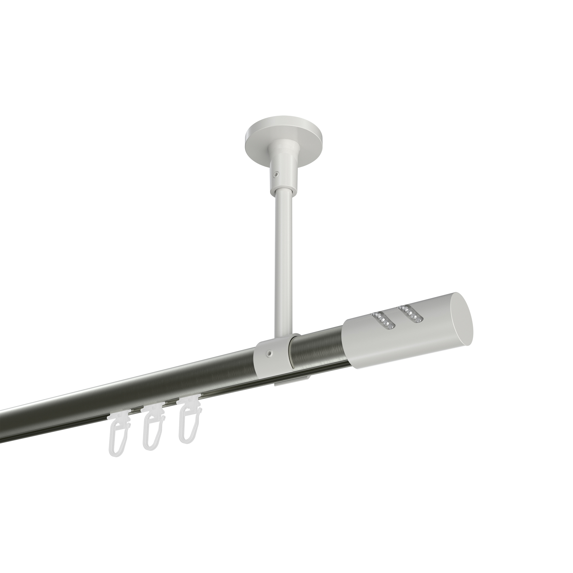 Innenlaufstange (Deckenanbringung) Edelstahl-Optik / Weiß, Aluminium / Metall 20 mm Ø Sonette Zoena Innenlaufstange (Deckenanbringung) Edelstahl-Optik / Weiß, Aluminium / Metall 20 mm Ø Sonette Zoena