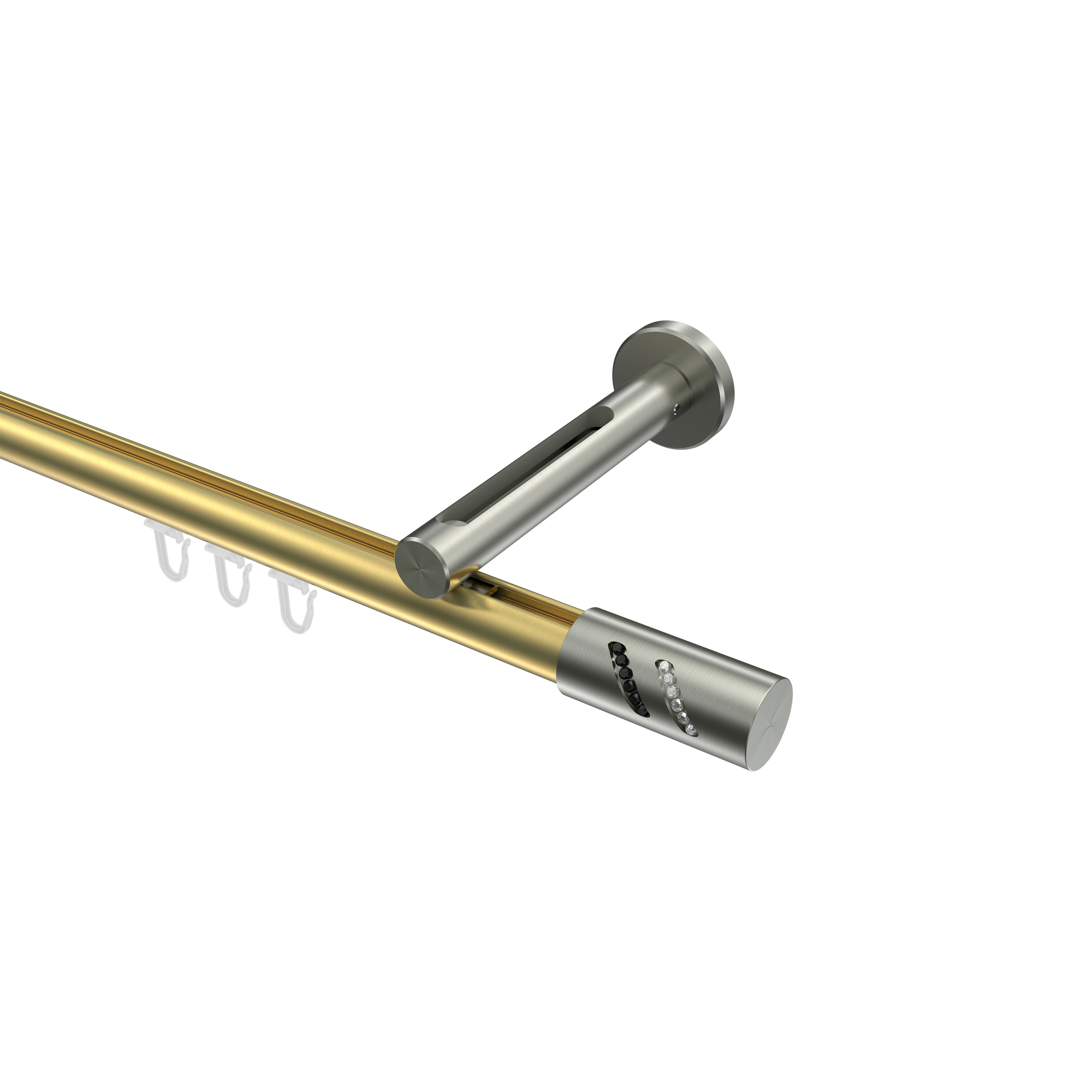 Innenlauf-Vorhangstange Messing-Optik / Edelstahl-Optik, Aluminium / Metall 20 mm Ø Siteno Zoena Innenlauf-Vorhangstange Messing-Optik / Edelstahl-Optik, Aluminium / Metall 20 mm Ø Siteno Zoena