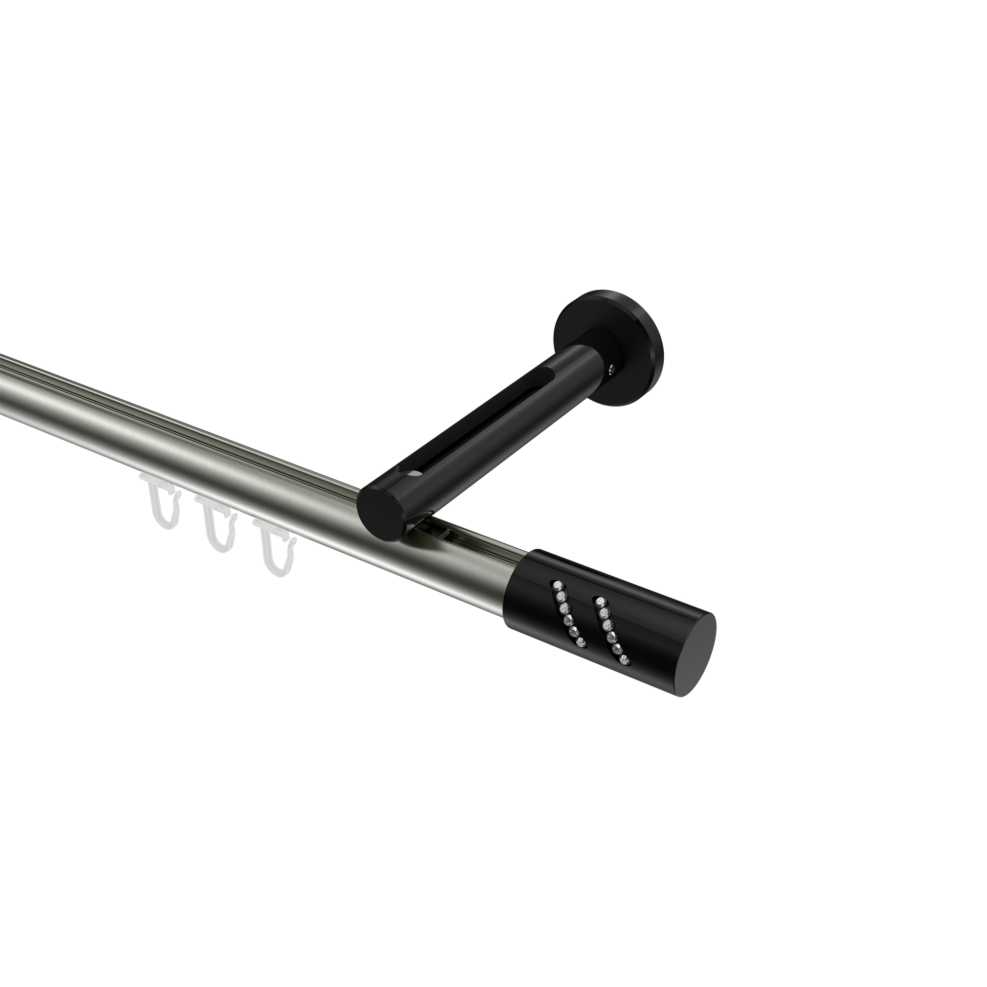 Innenlauf-Gardinenstange Edelstahl-Optik / Schwarz, Aluminium / Metall 20 mm Ø Siteno Zoena Innenlauf-Gardinenstange Edelstahl-Optik / Schwarz, Aluminium / Metall 20 mm Ø Siteno Zoena