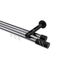 Vorhangstange mit Innenlauf Chrom / Schwarz, Aluminium / Metall 20 mm Ø Siteno Zoena, 2-läufig Vorhangstange mit Innenlauf Chrom / Schwarz, Aluminium / Metall 20 mm Ø Siteno Zoena, 2-läufig